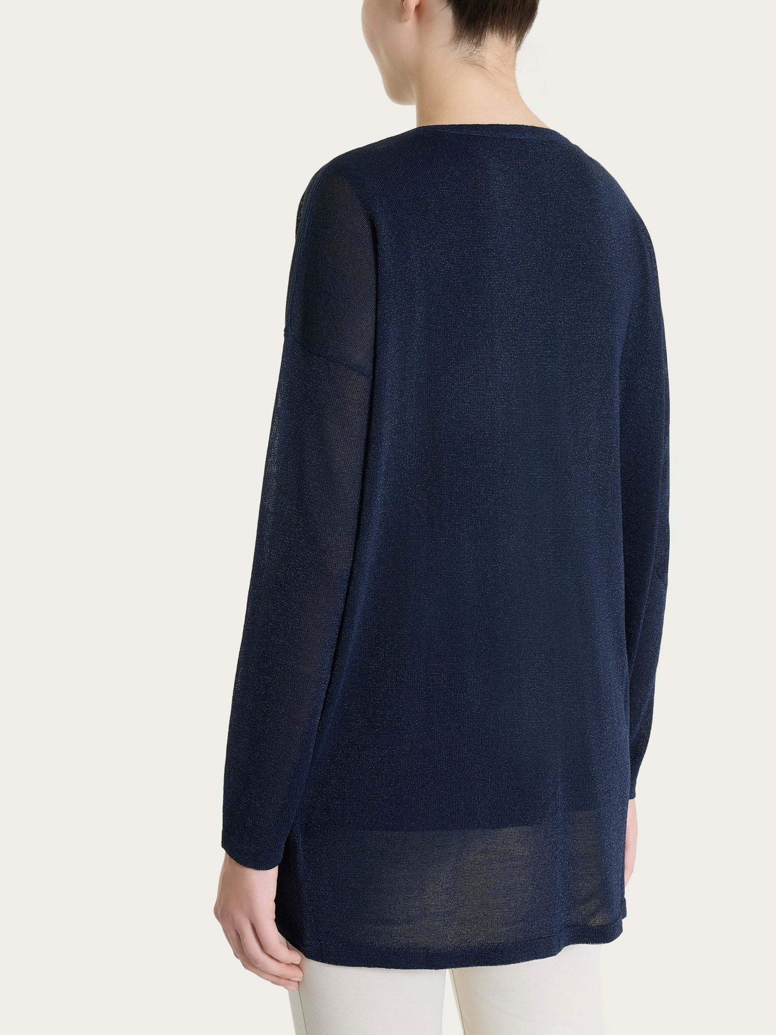 Cardigan in Crêpe Lurex - Bleu - Image 2