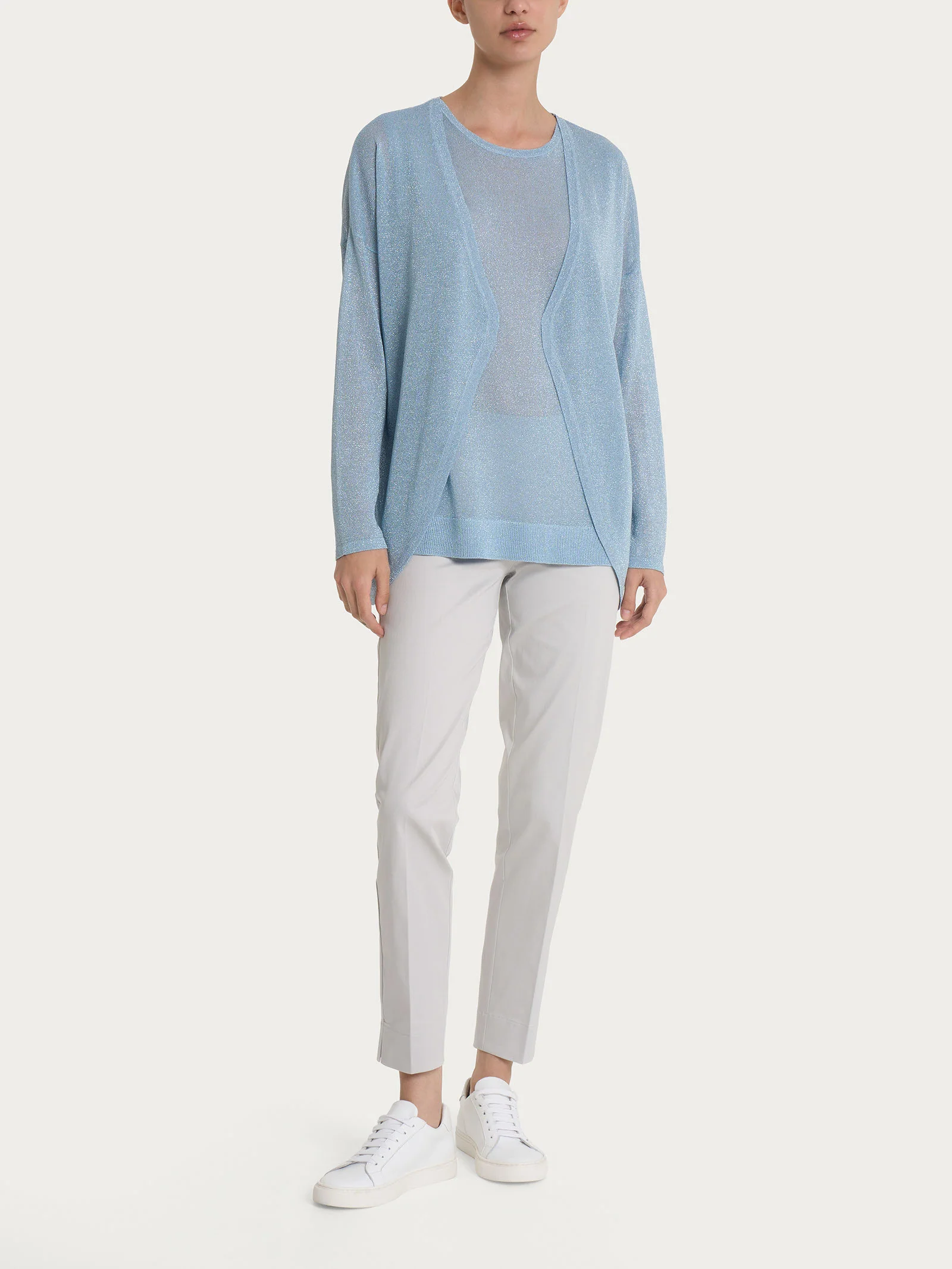 Cardigan in Crêpe Lurex - Skyway - Image 4