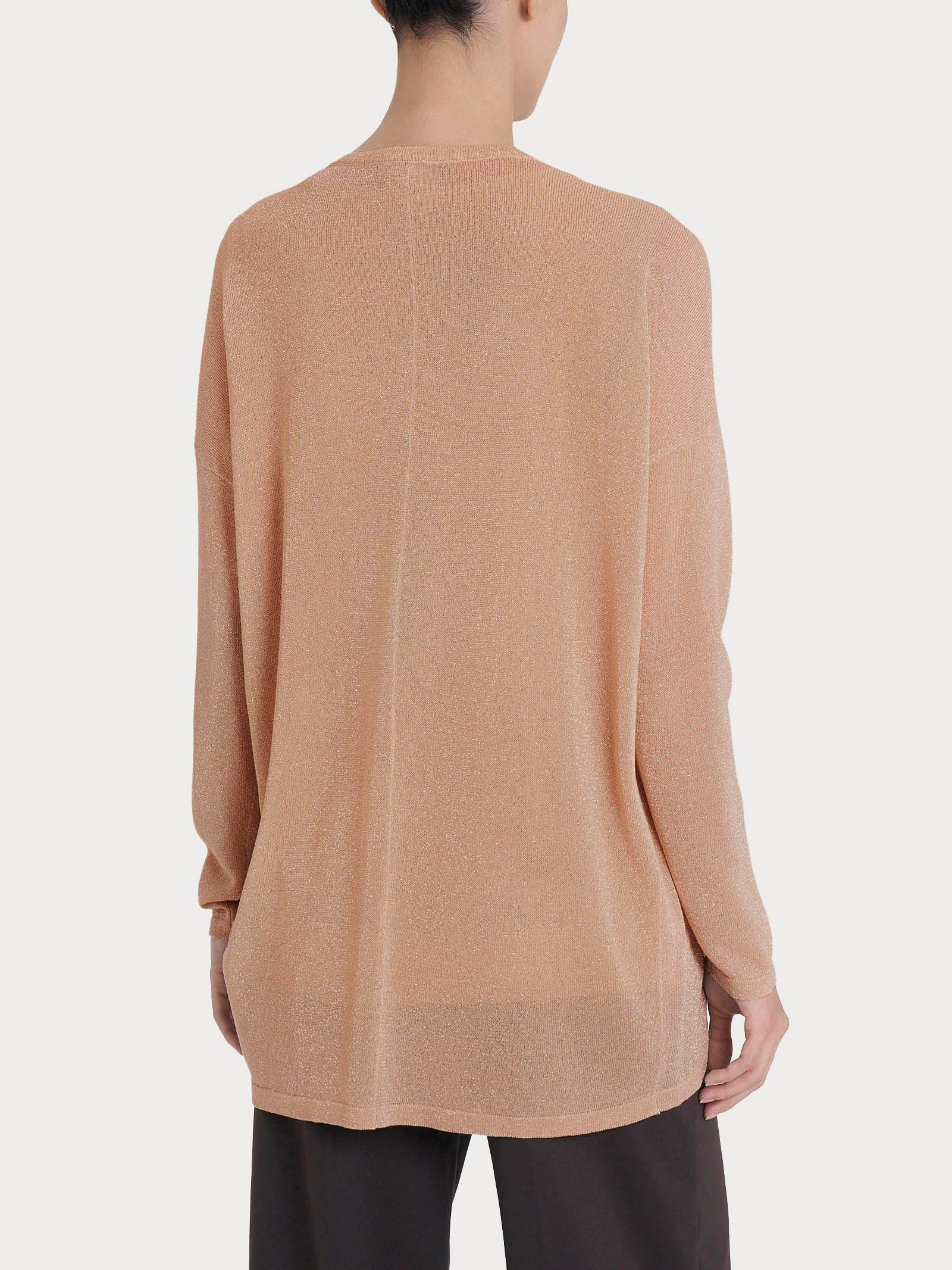 Cardigan in Crêpe Lurex - Warm Taupe - Image 2