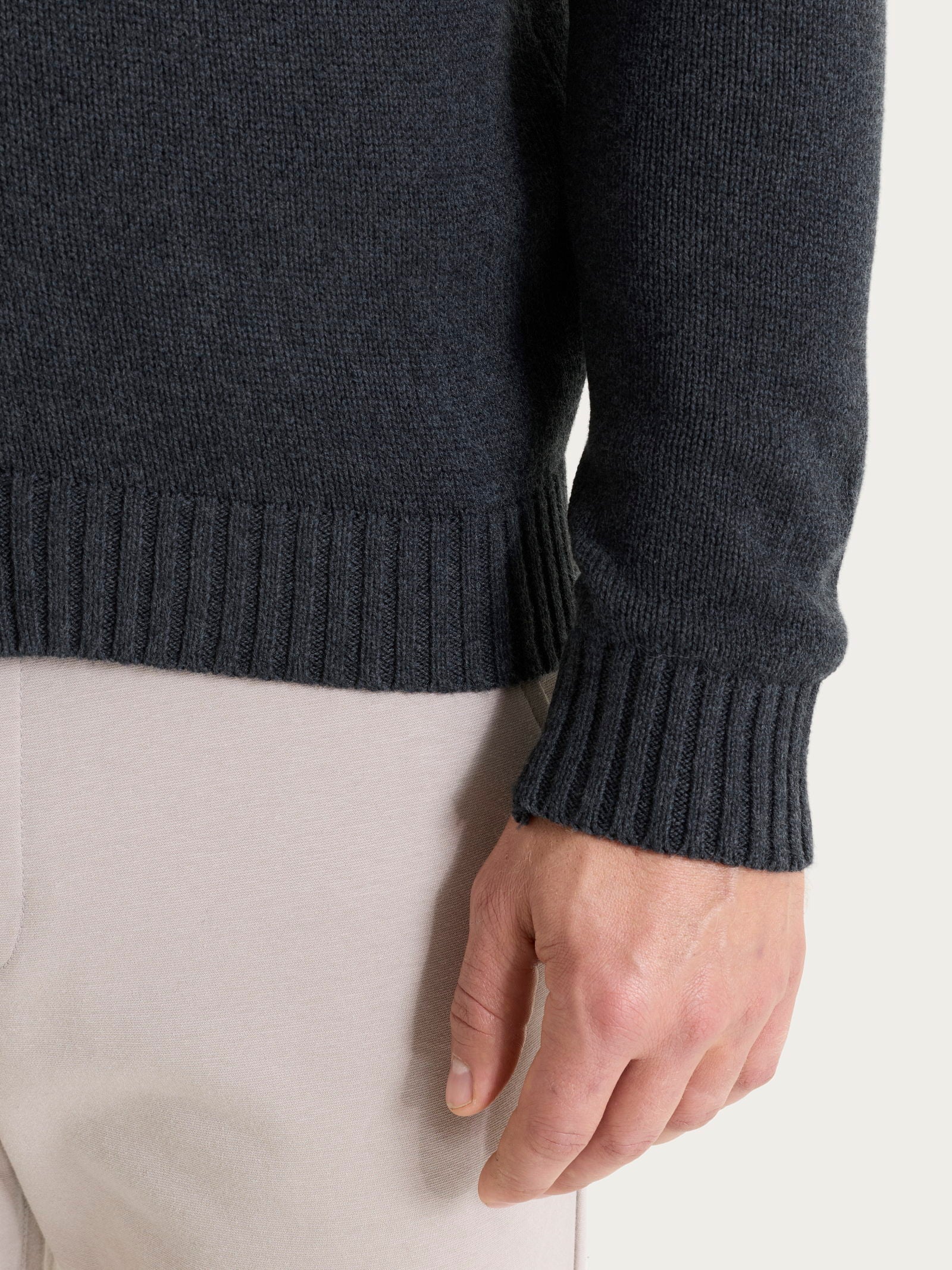 Cardigan in Winter Cotton - Nero Mel. - Image 3