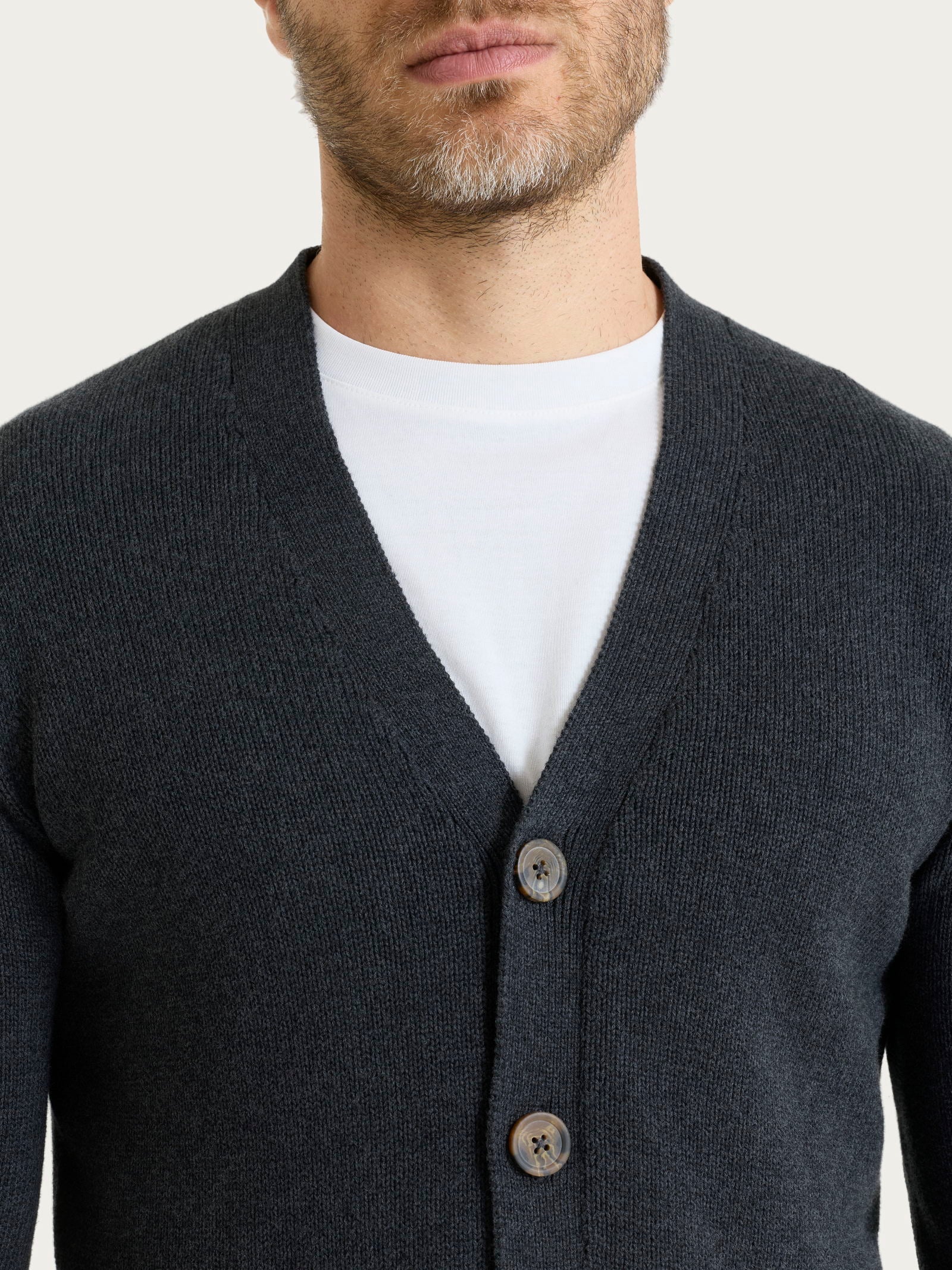 Cardigan in Winter Cotton - Nero Mel. - Image 4
