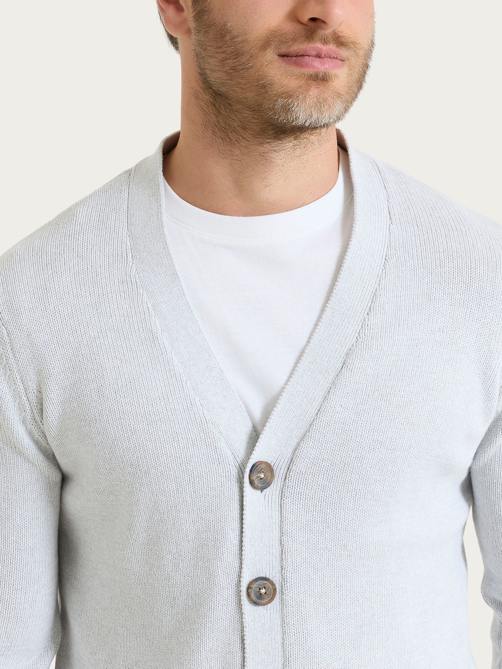 Cardigan in Winter Cotton - Dawn Blue Mel. - Image 3