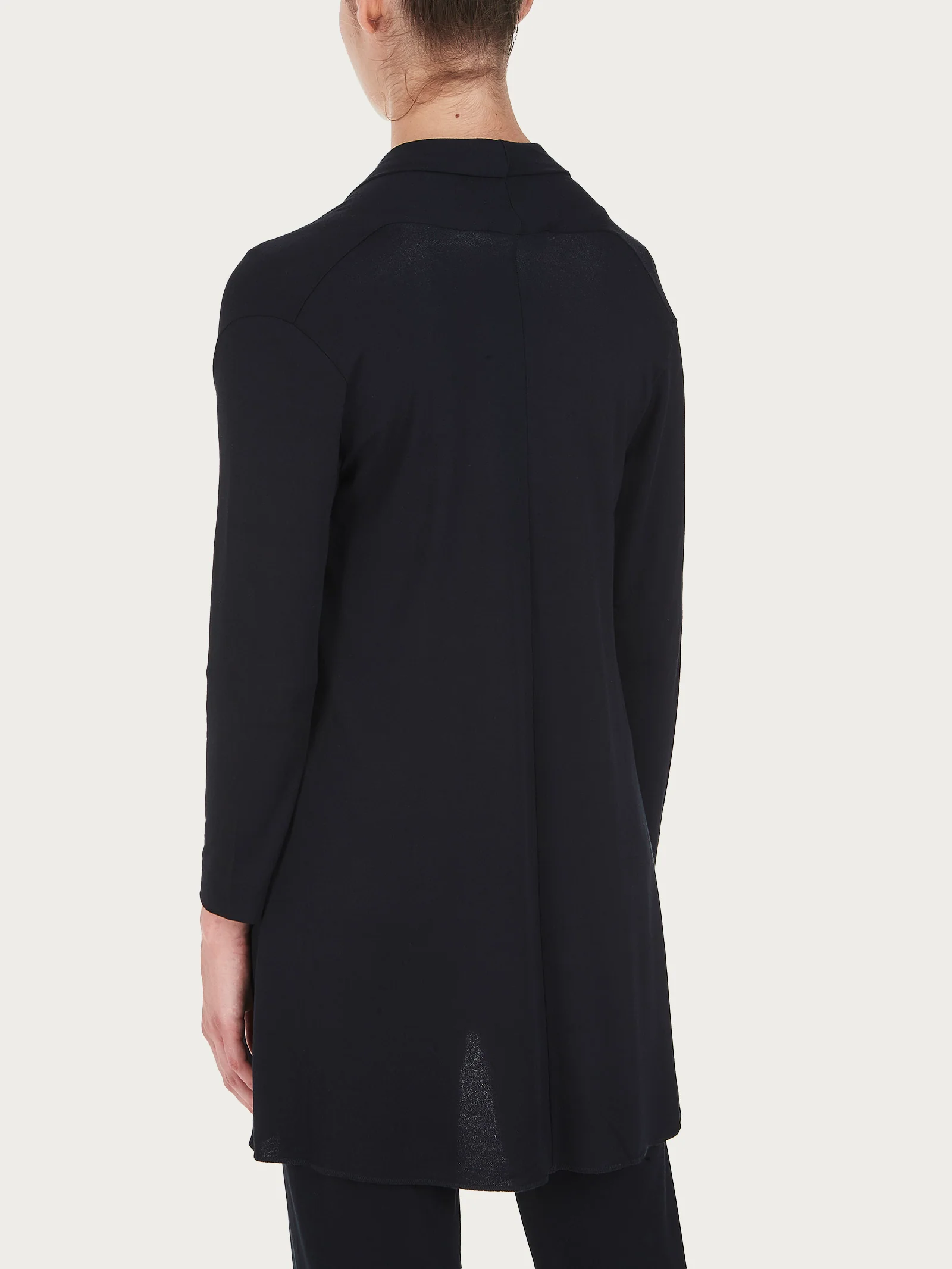 Cardigan lungo aperto in jersey di viscosa crêpe - Nero - Image 2