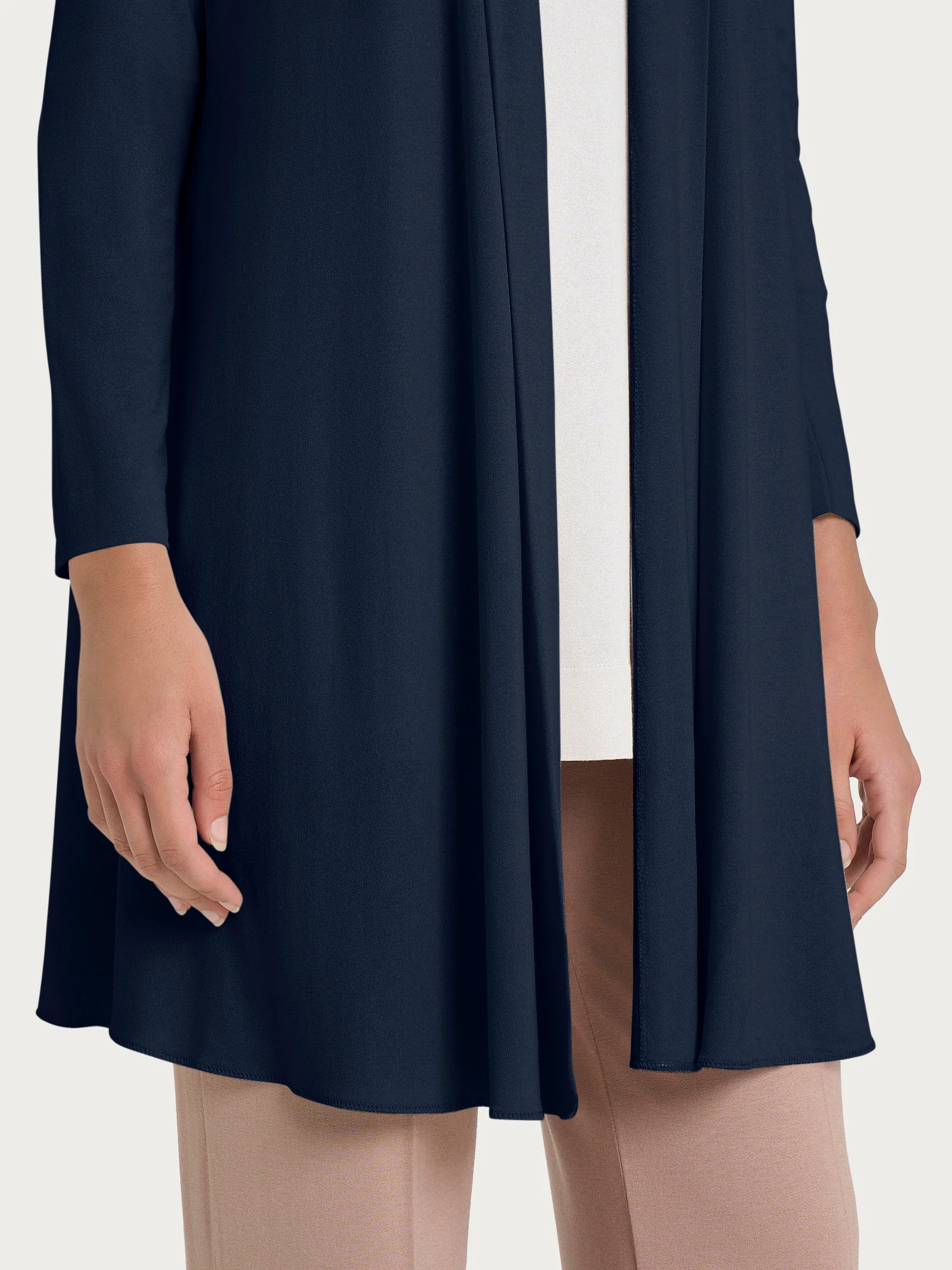 Cardigan lungo aperto in jersey di viscosa crêpe - Bleu - Image 3