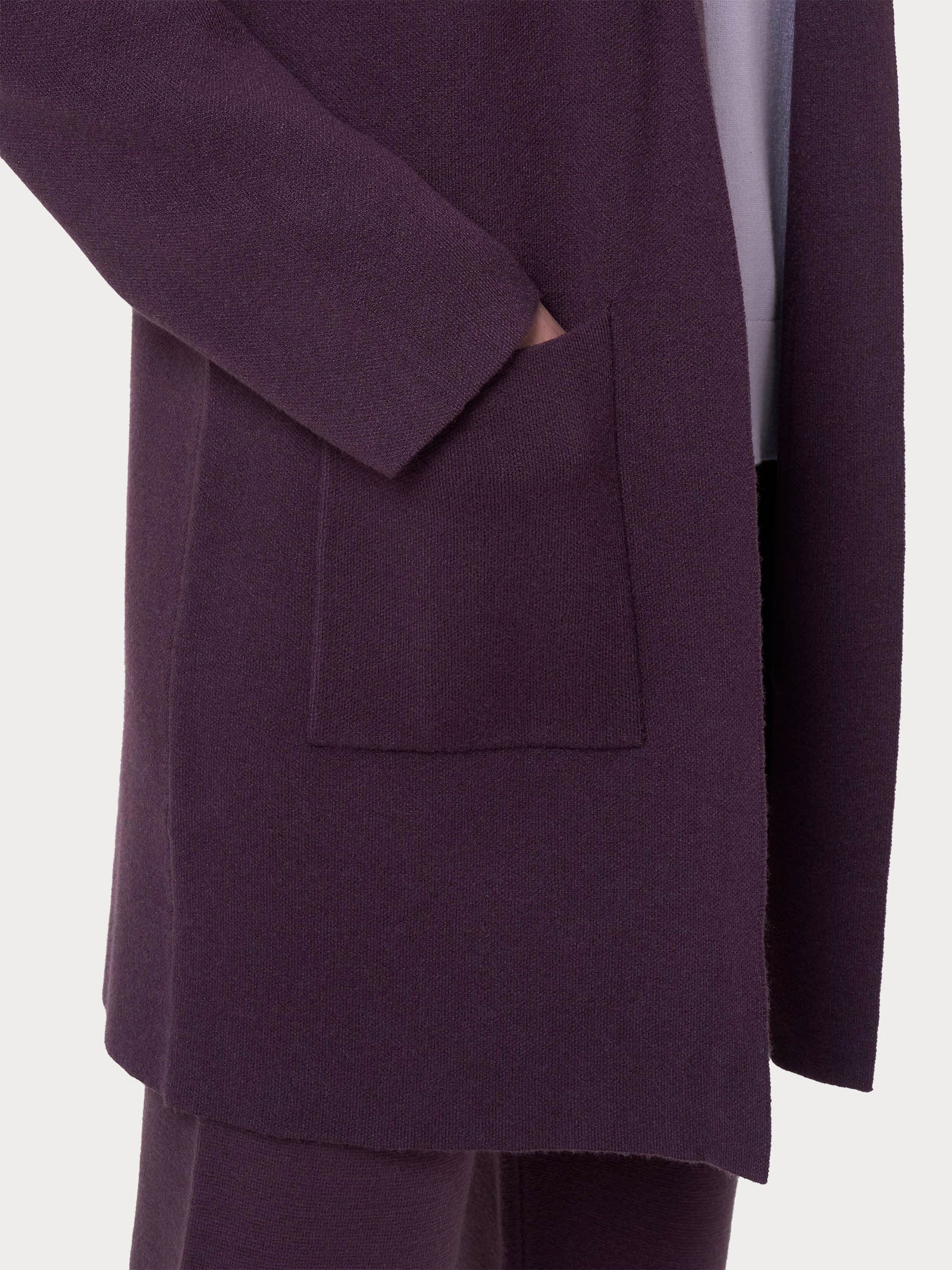 Cardigan lungo aperto in Super Soft - Plum Perfect - Image 3
