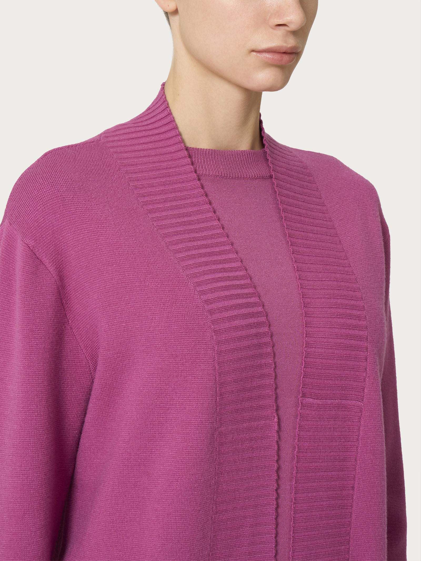 Cardigan lungo aperto in Super Soft  - Red Violet - Image 3