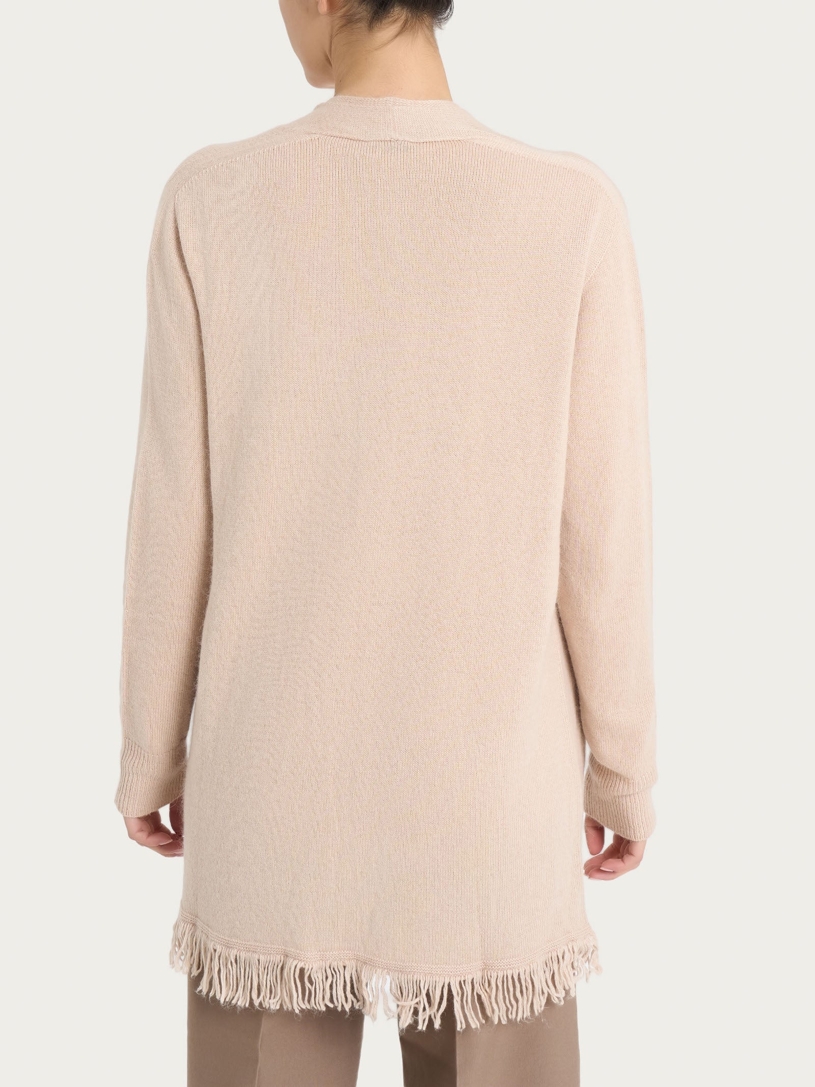 Cardigan lungo con frange in misto angora - Moonlight - Image 2