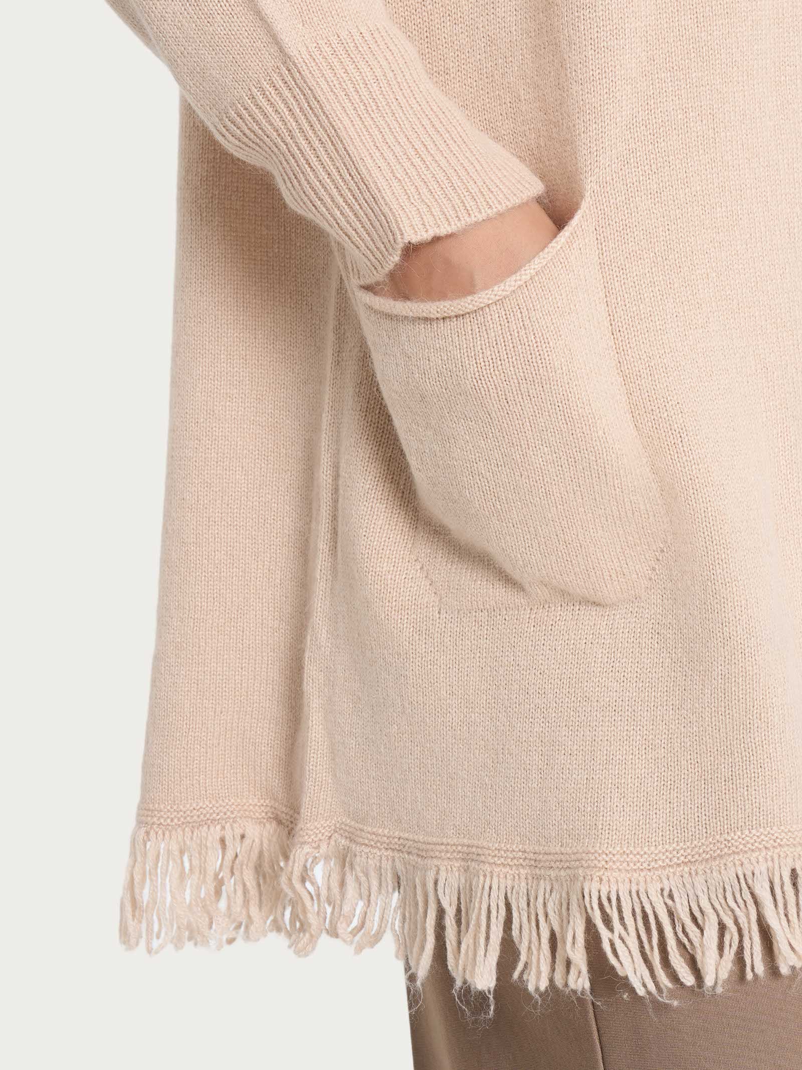Cardigan lungo con frange in misto angora - Moonlight - Image 3