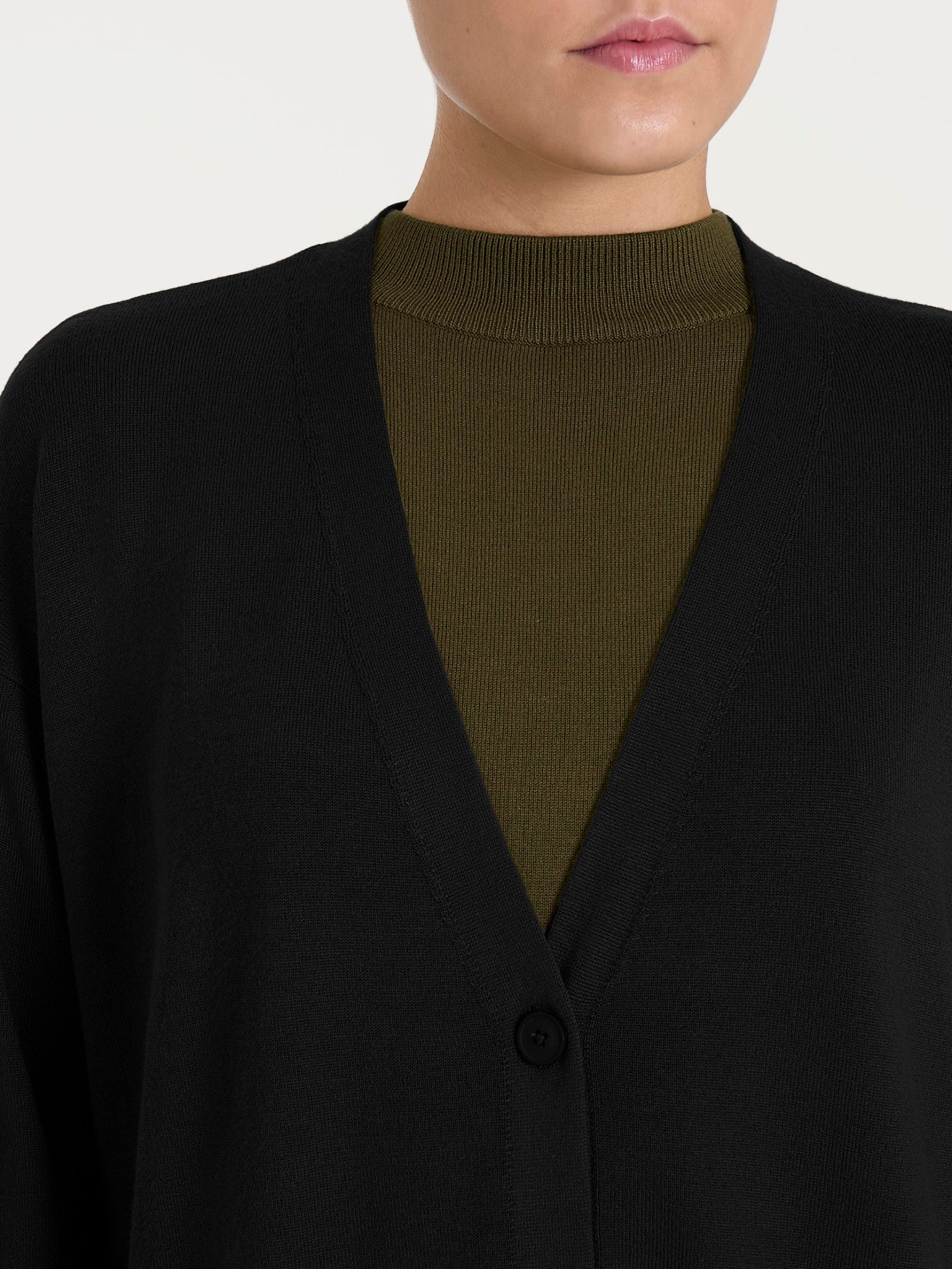 Cardigan over con bottoni Four Seasons - Nero - Image 3