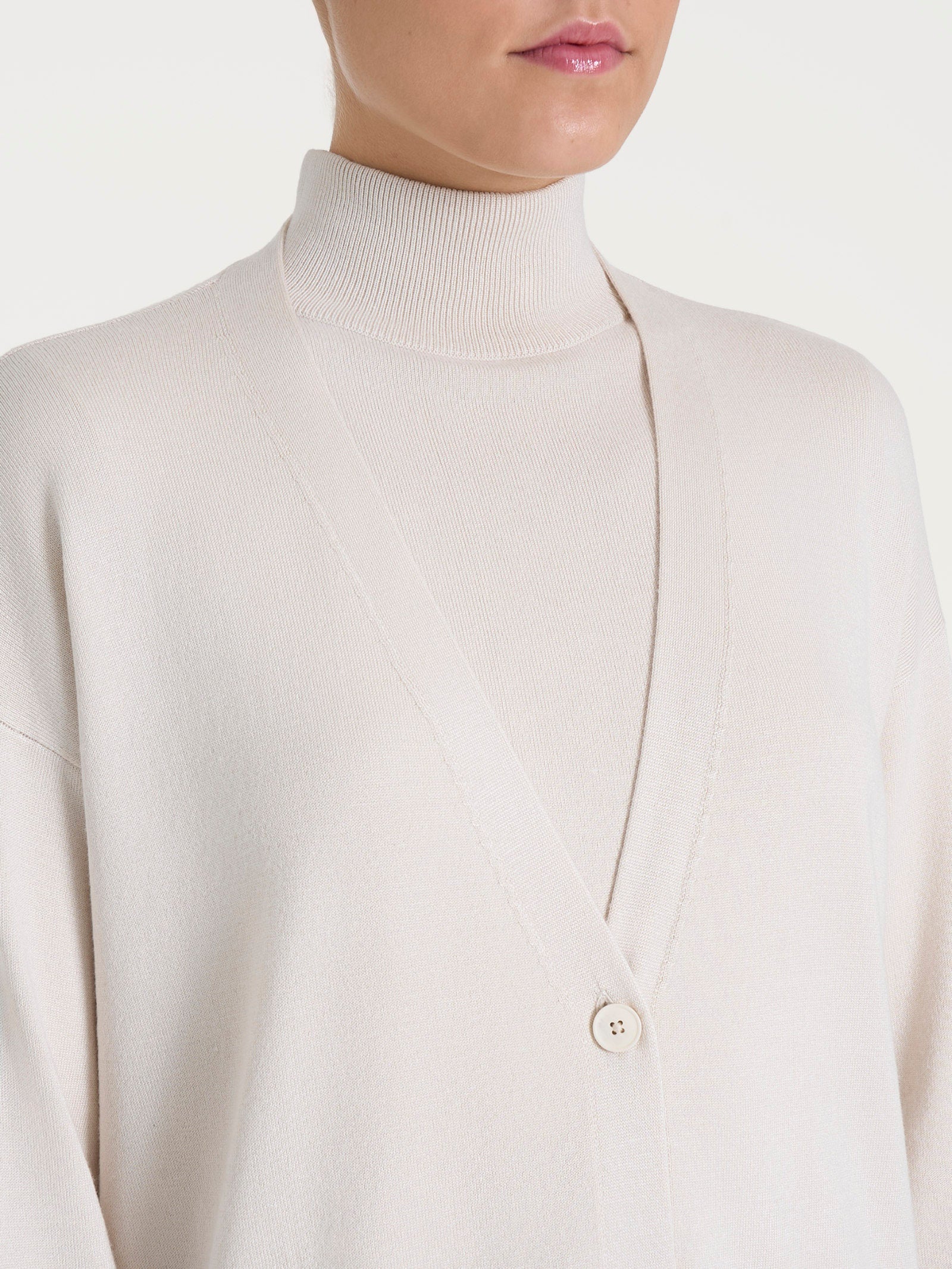 Cardigan over con bottoni Four Seasons - Champignon - Image 3