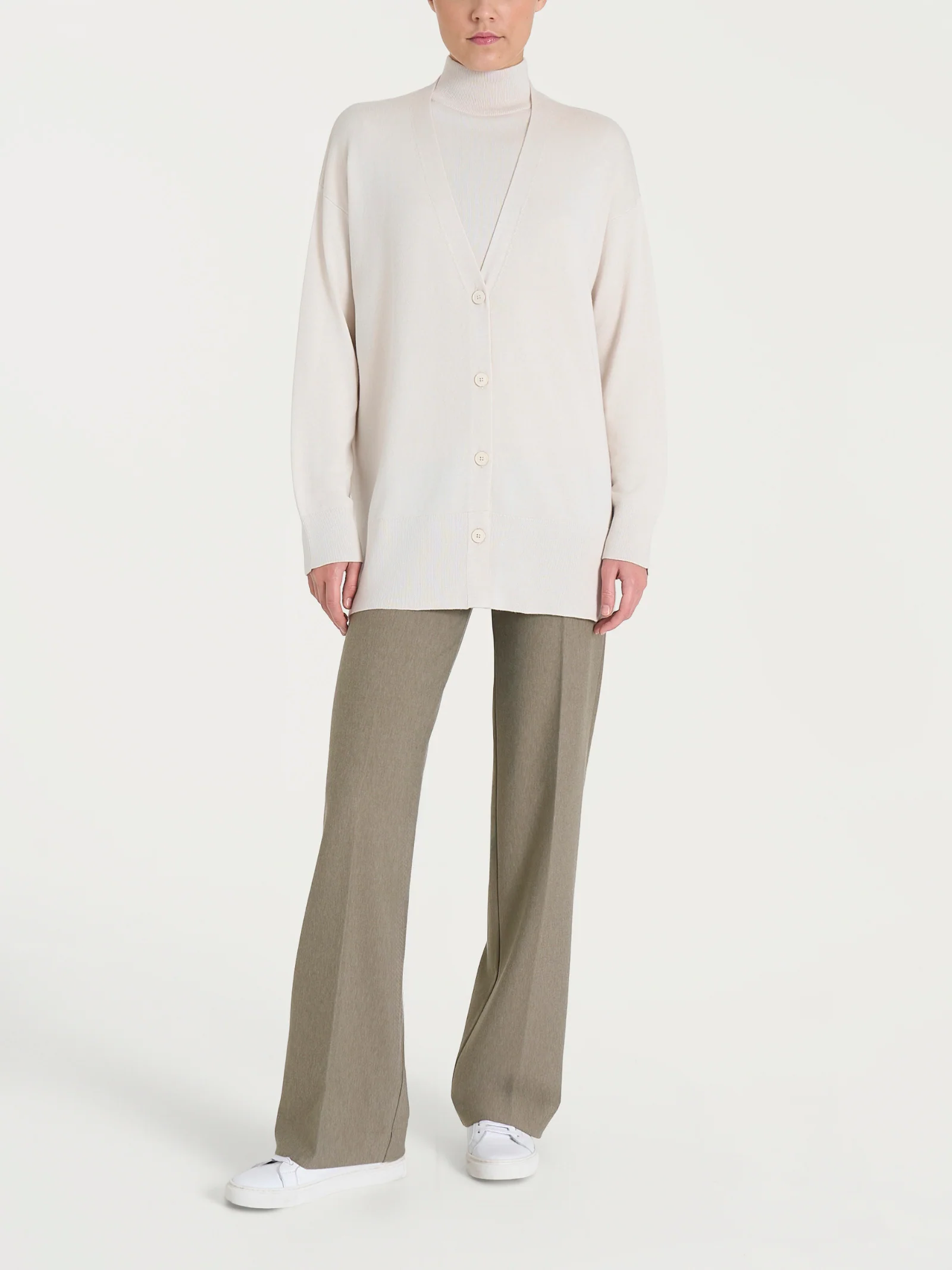 Cardigan over con bottoni Four Seasons - Champignon - Image 4