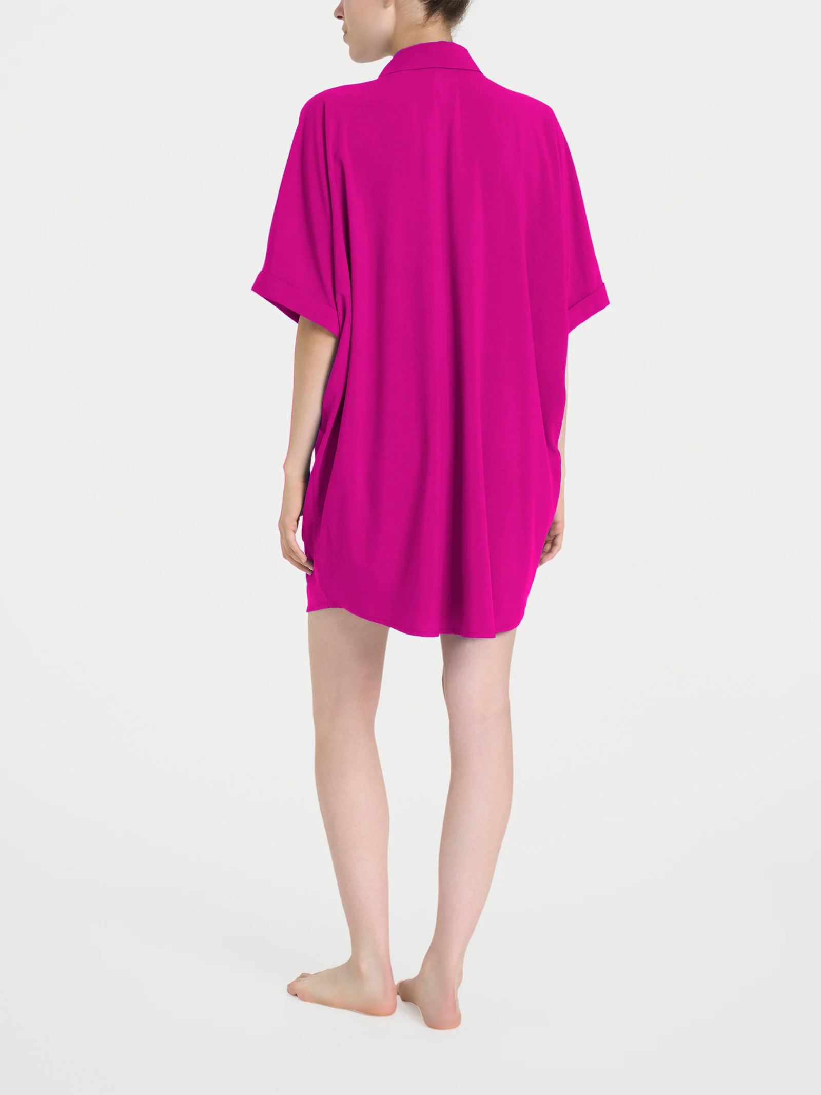 Chemisier con manica kimono in EcoSeta - Wild Aster - Image 2