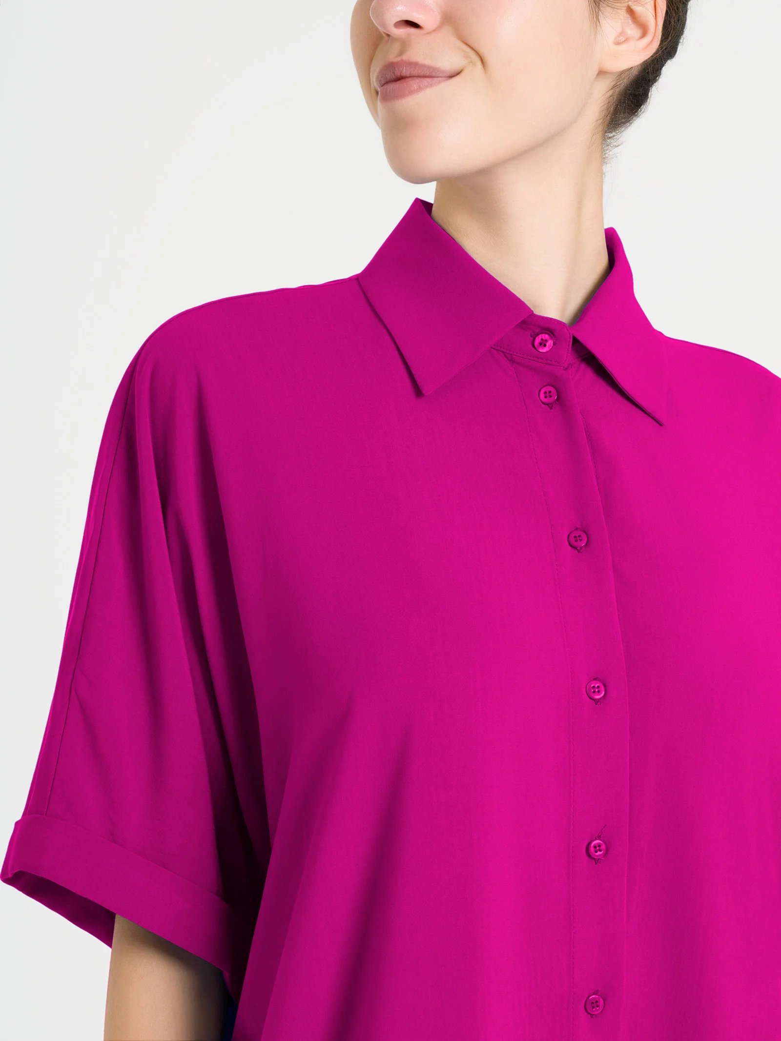 Chemisier con manica kimono in EcoSeta - Wild Aster - Image 3