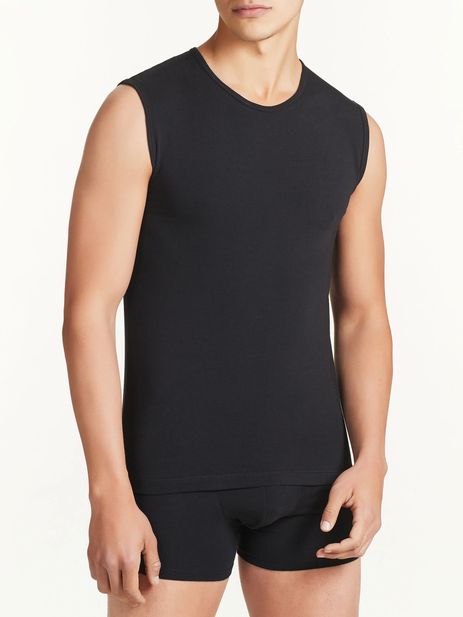 Comfort - Maglietta smanicata in cotone elasticizzato - Nero - Image 2