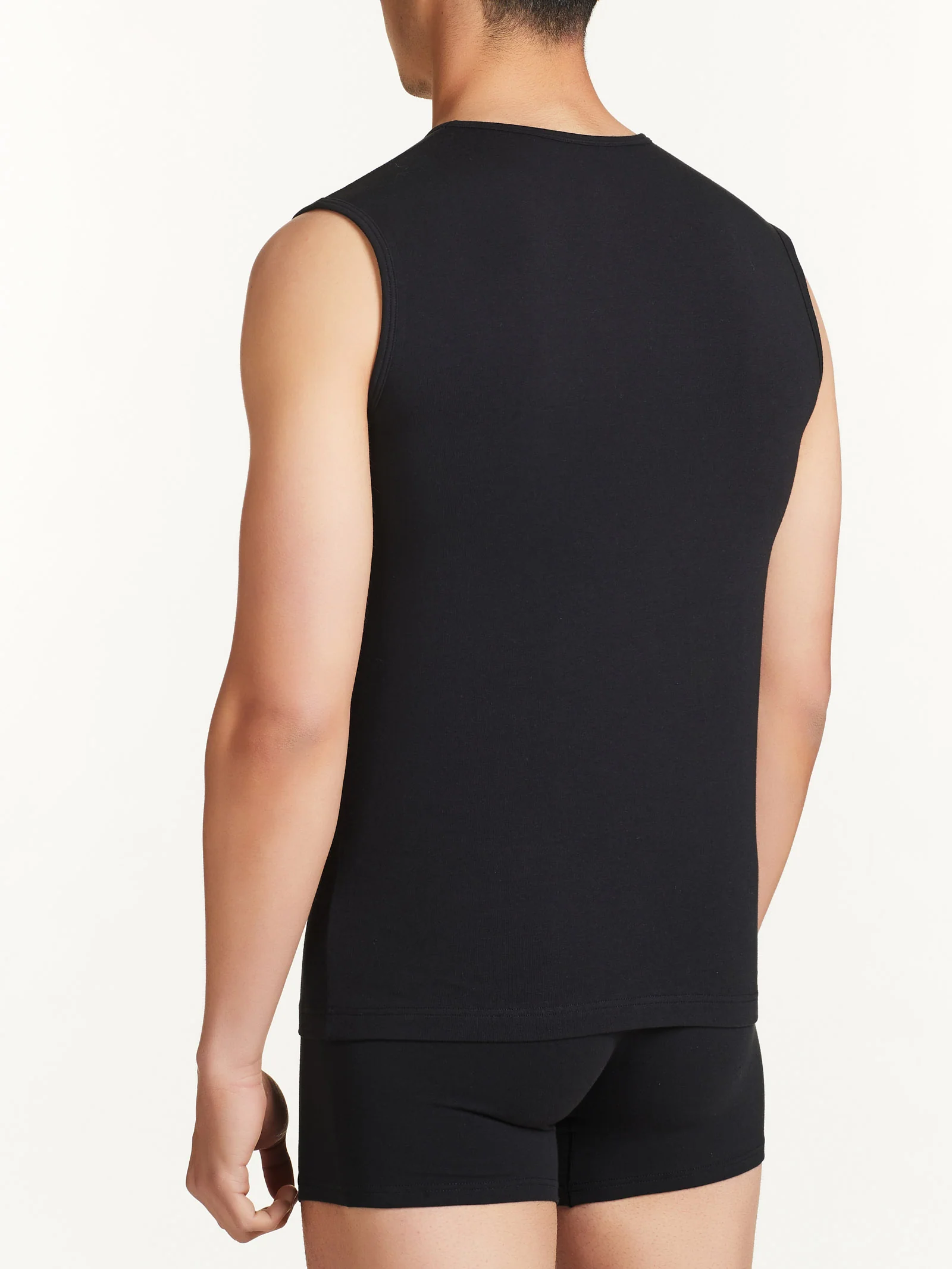 Comfort - Maglietta smanicata in cotone elasticizzato - Nero - Image 3