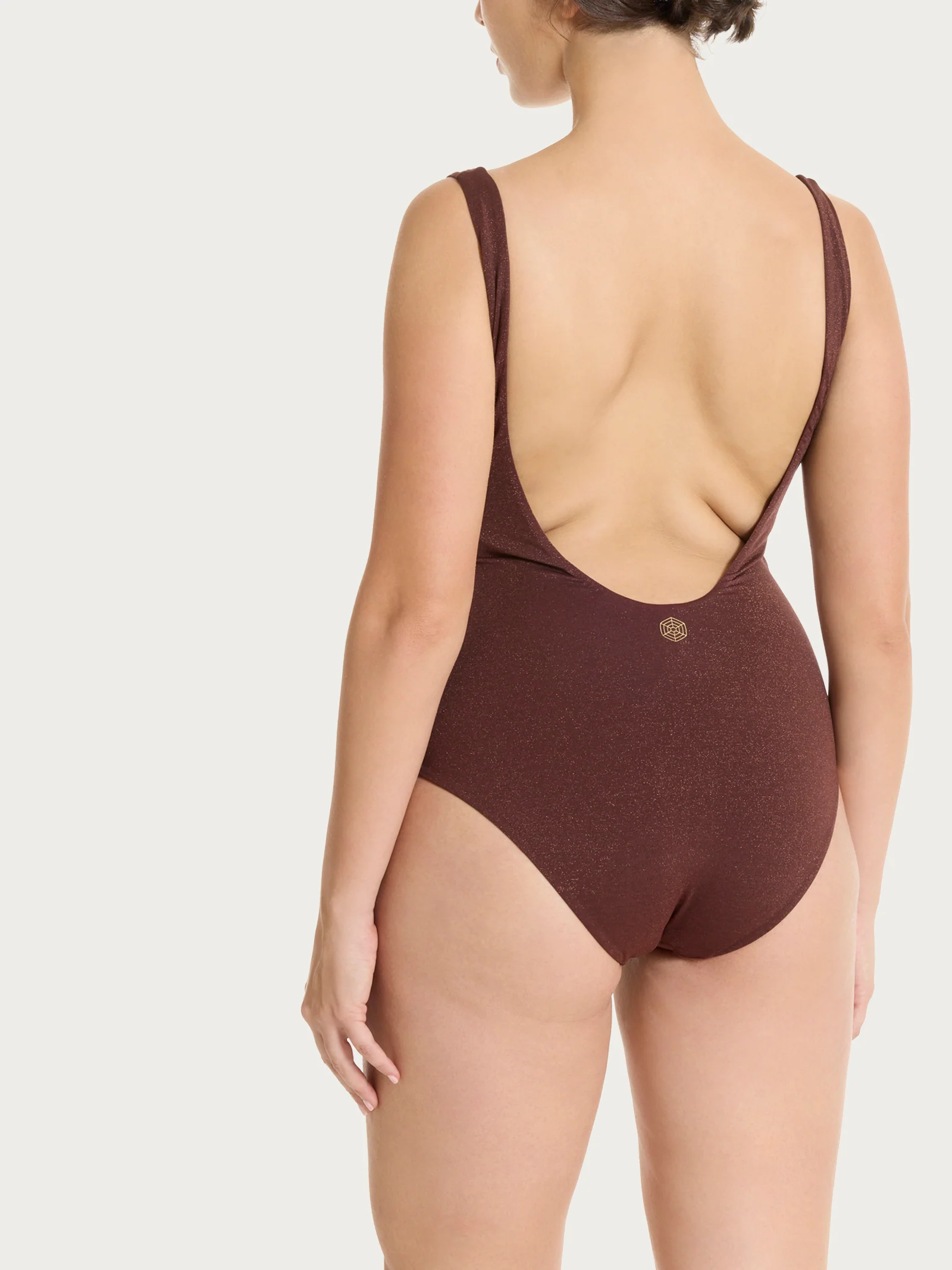 Costume intero con nodo in Microfibra Stretch con Lurex - Chocolate Fondant - Image 4