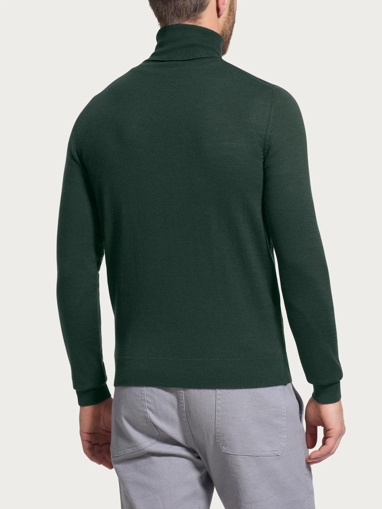 Dolcevita a maglia unita in Merino Soft -  Kombu Green - Image 2