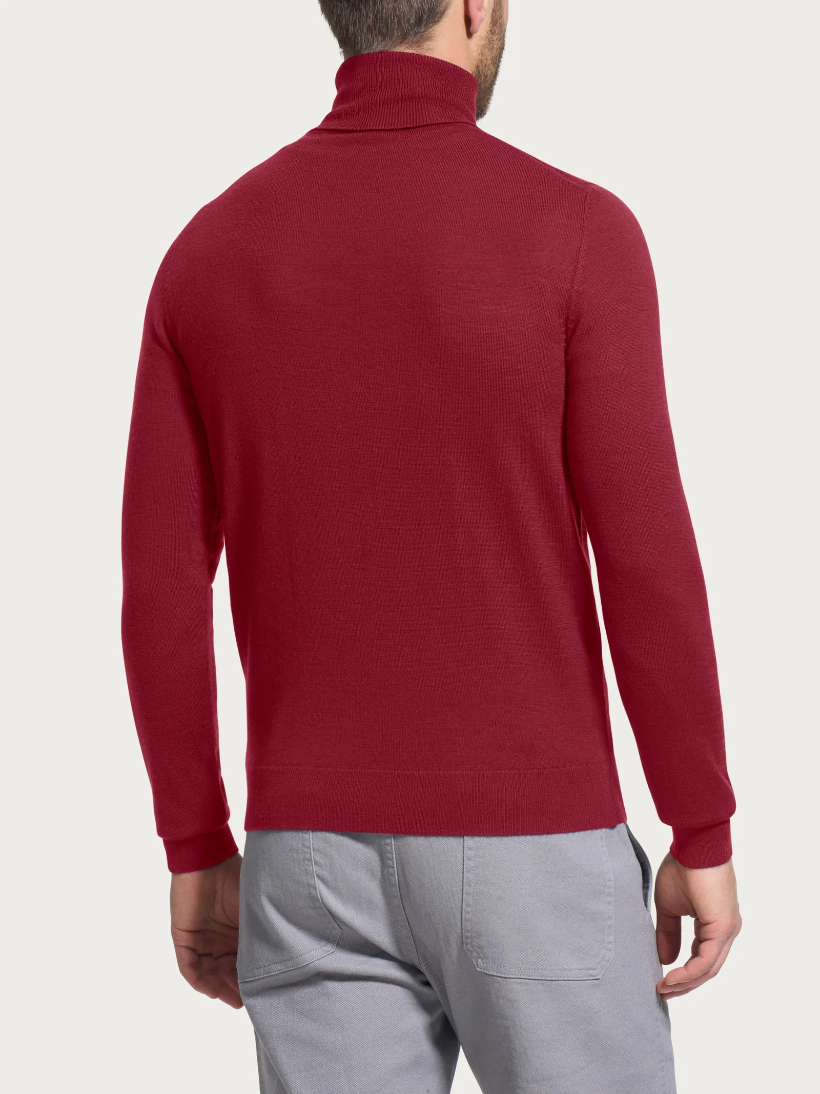 Dolcevita a maglia unita in Merino Soft - Tibetan Red - Image 2