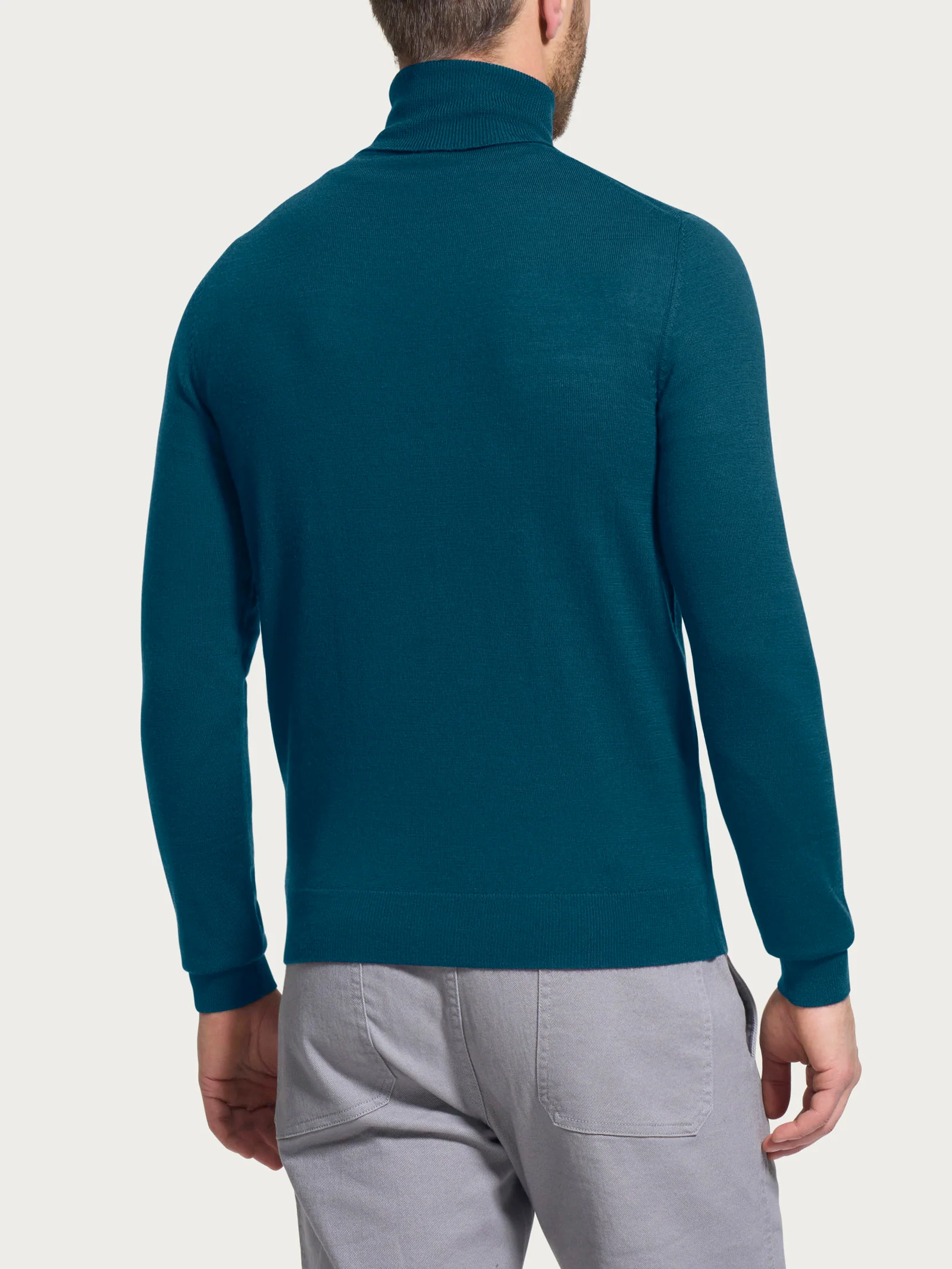 Dolcevita a maglia unita in Merino Soft - Reflecting Pond - Image 2