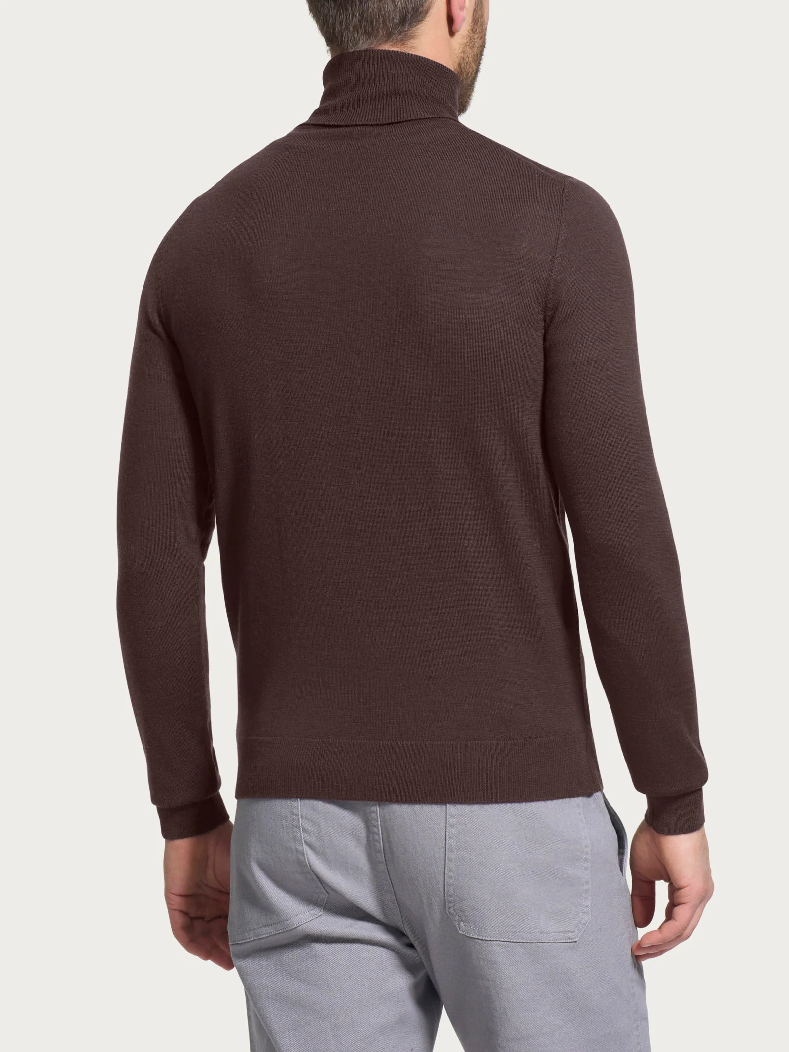 Dolcevita a maglia unita in Merino Soft - Chocolate Torte - Image 2