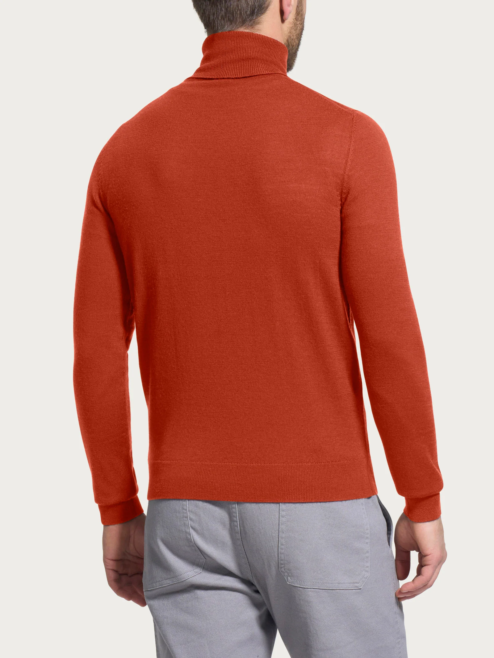 Dolcevita a maglia unita in Merino Soft - Rust - Image 2