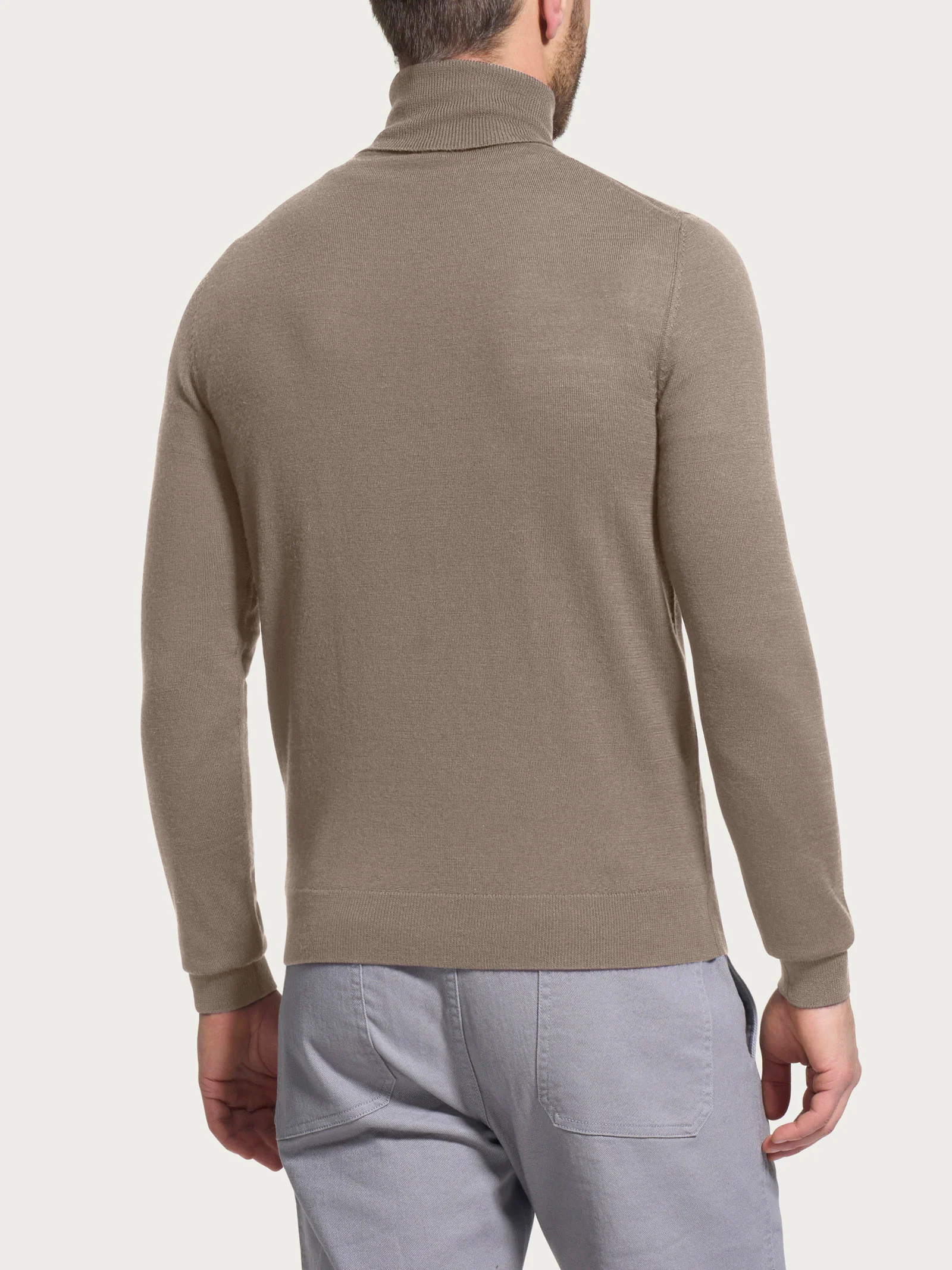 Dolcevita a maglia unita in Merino Soft - Weathered Teak - Image 2