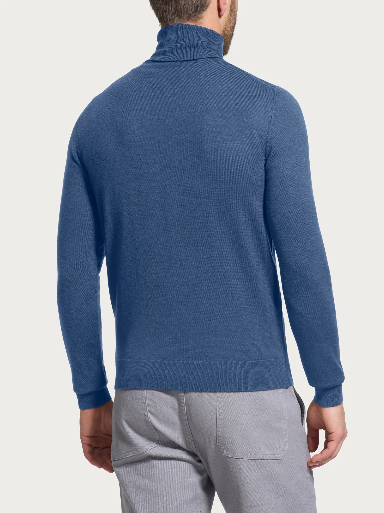 Dolcevita a maglia unita in Merino Soft - Gray Blue - Image 2