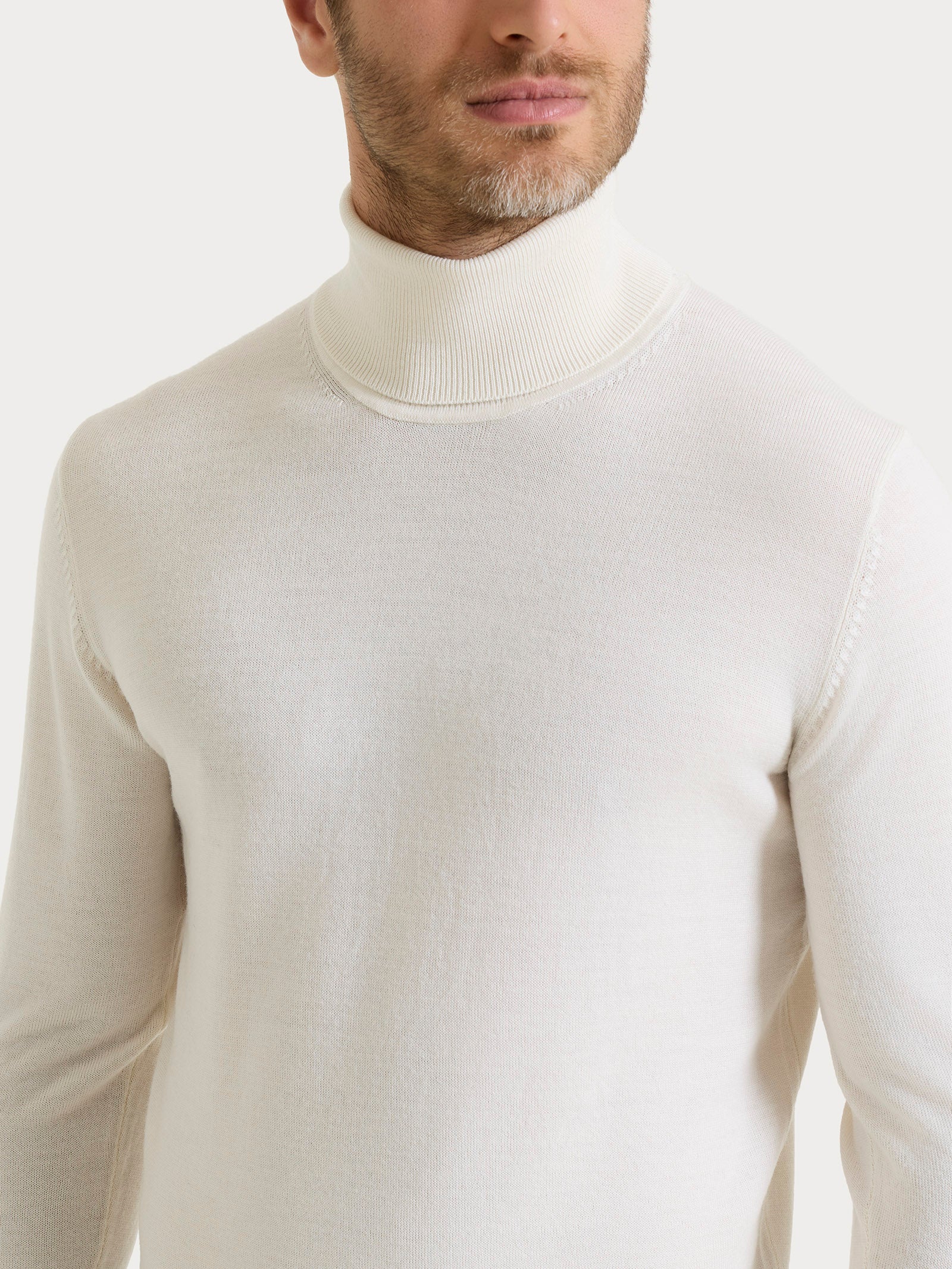 Dolcevita a maglia unita in Merino Soft - Gray Blue - Image 3