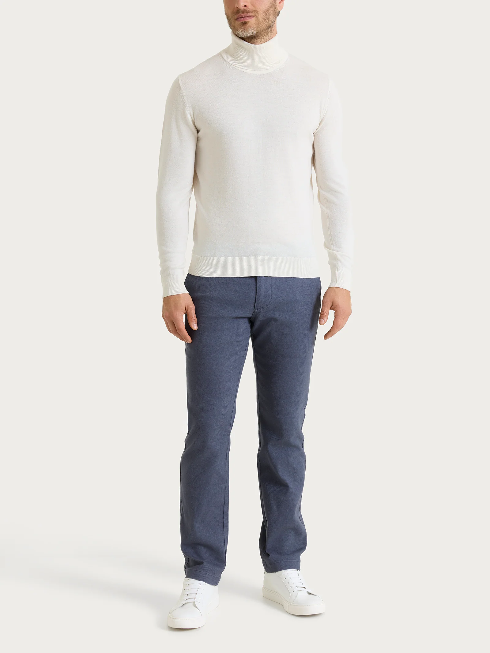 Dolcevita a maglia unita in Merino Soft - Gray Blue - Image 4