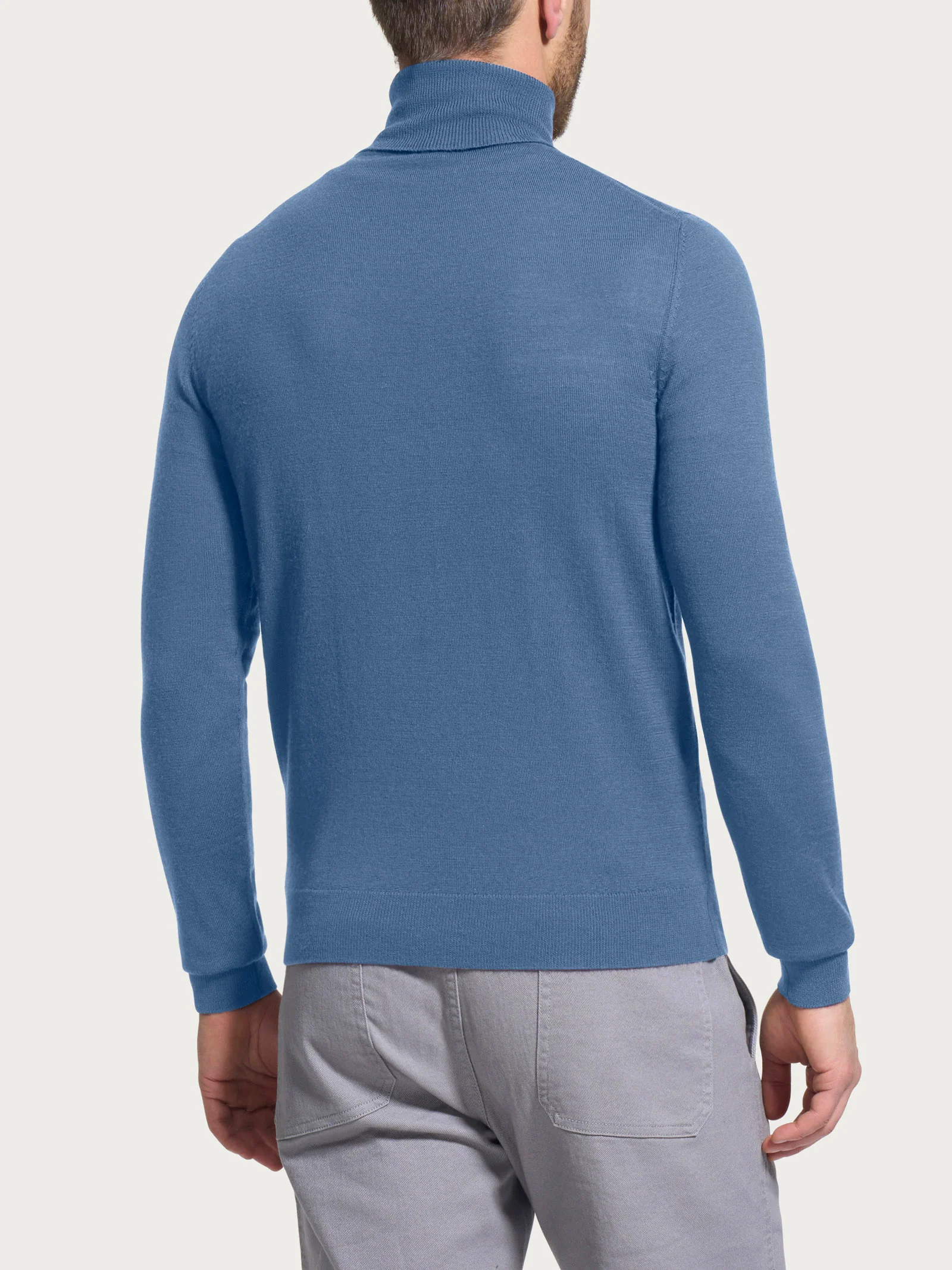 Dolcevita a maglia unita in Merino Soft - Colony Blue - Image 2