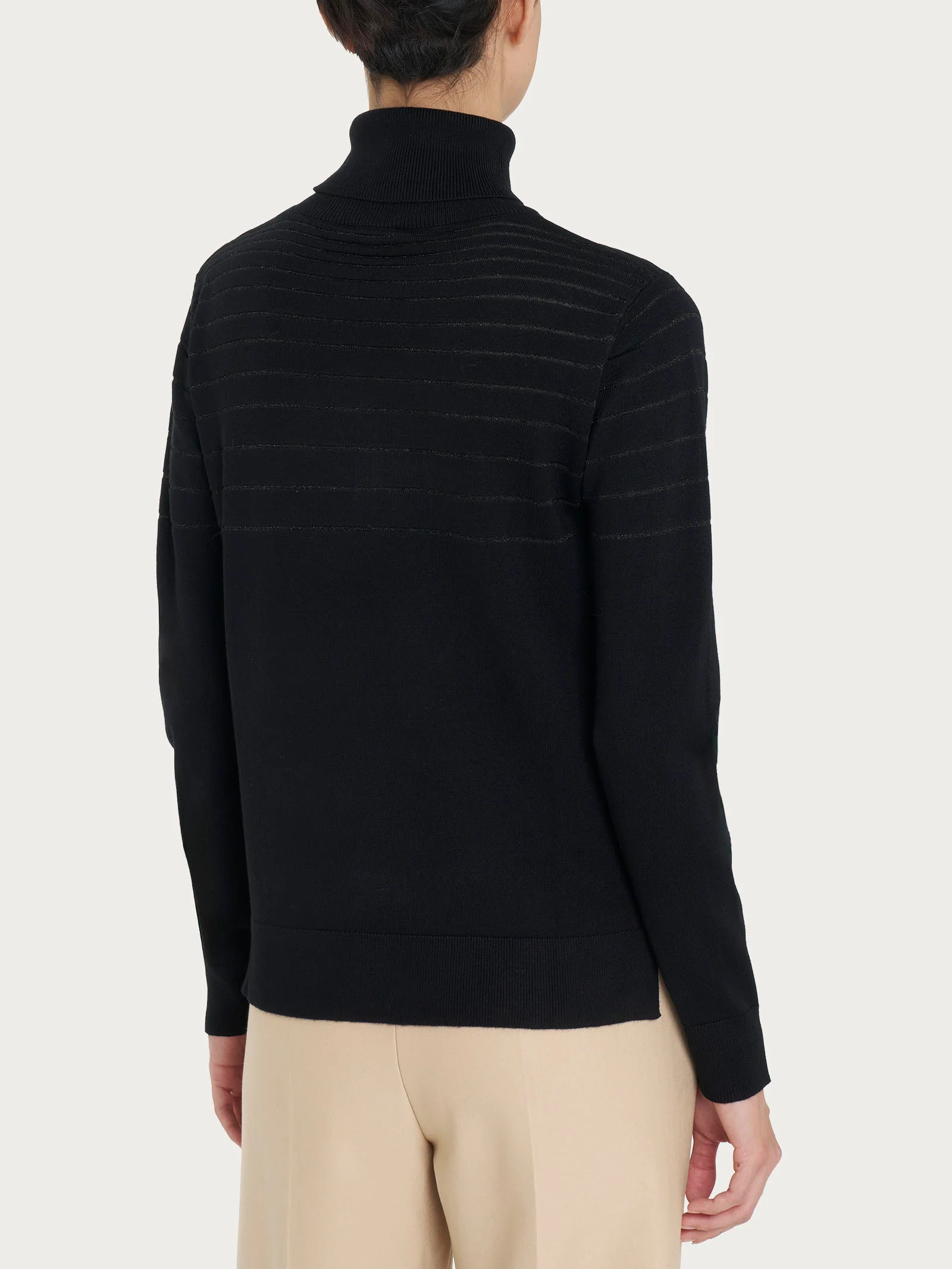 Dolcevita a righe Four Seasons con Lurex - Nero - Image 2