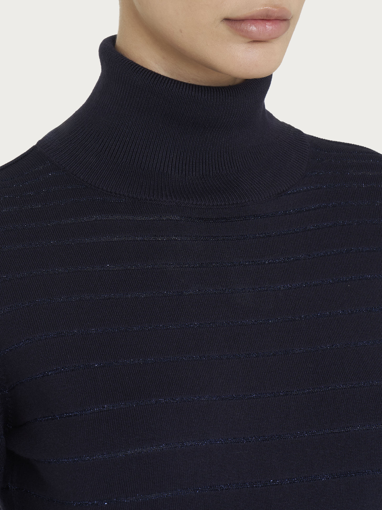 Dolcevita a righe Four Seasons con Lurex - Nero - Image 3