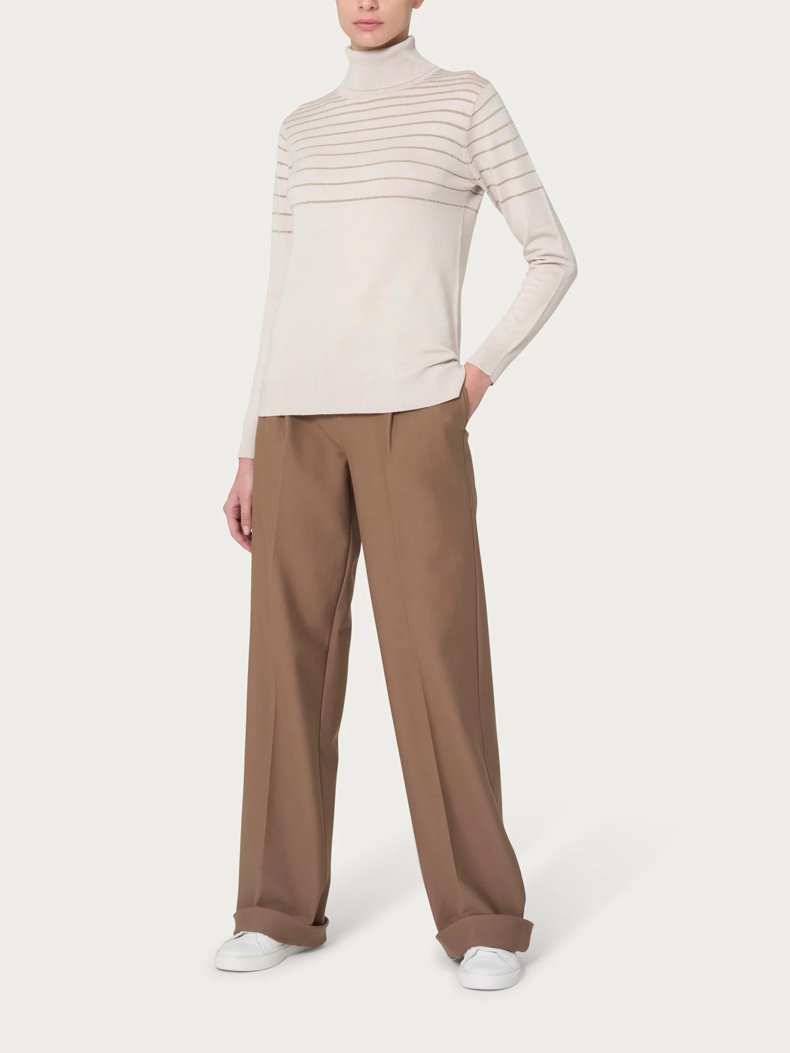 Dolcevita a righe Four Seasons con Lurex - Nero - Image 4