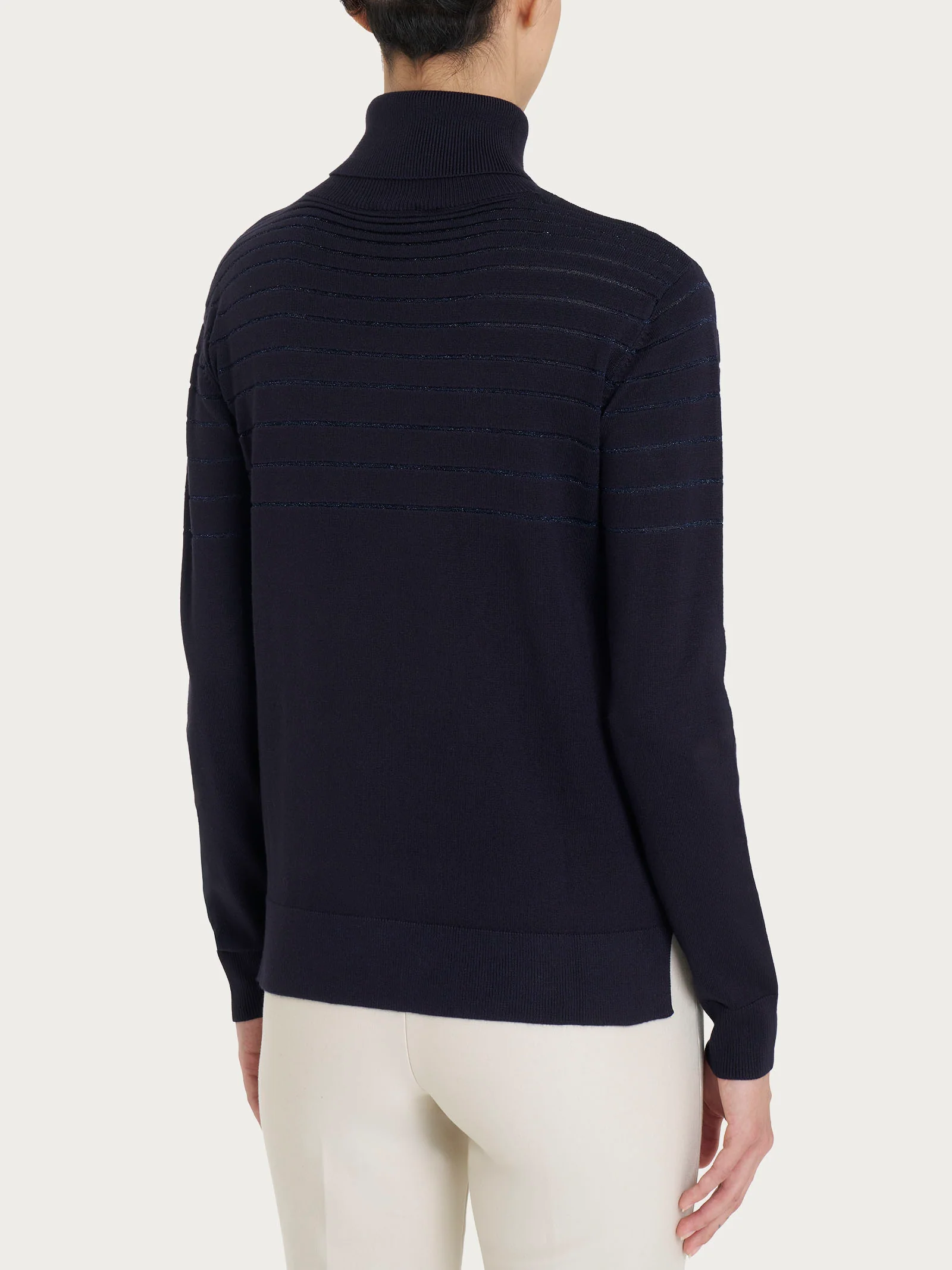 Dolcevita a righe Four Seasons con Lurex - Bleu - Image 2