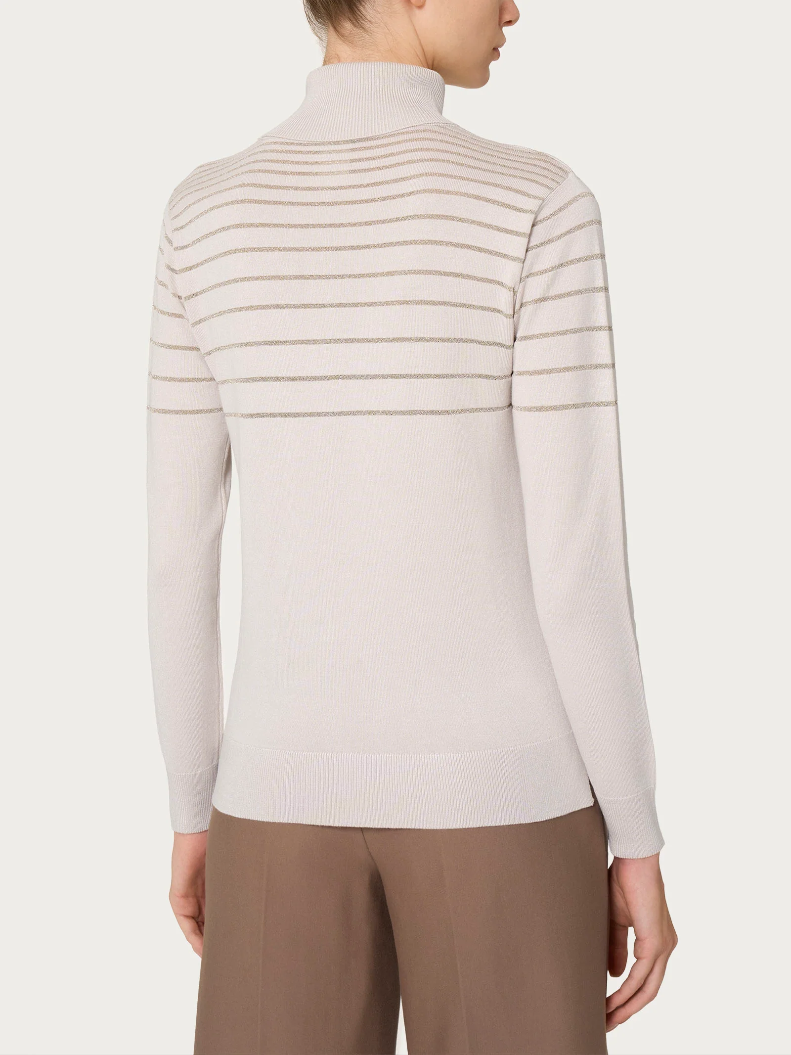 Dolcevita a righe Four Seasons con Lurex - Champignon - Image 2