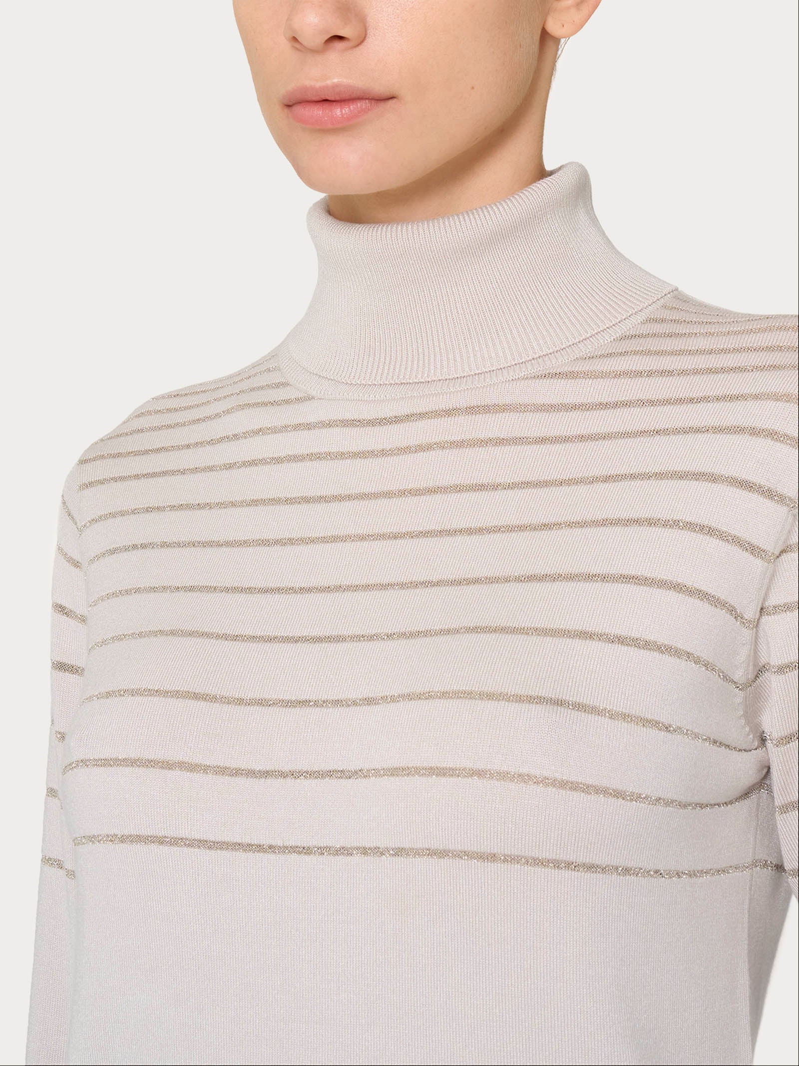 Dolcevita a righe Four Seasons con Lurex - Champignon - Image 3