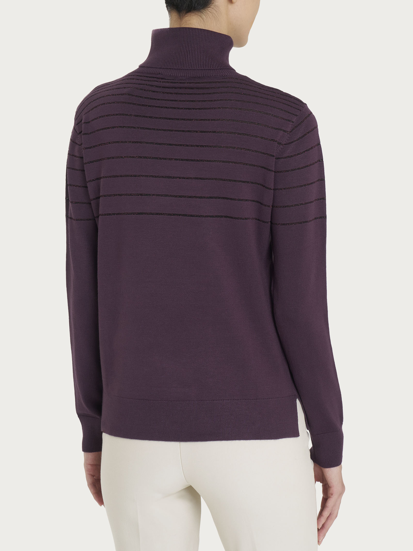 Dolcevita a righe Four Seasons con Lurex - Plum Perfect - Image 2