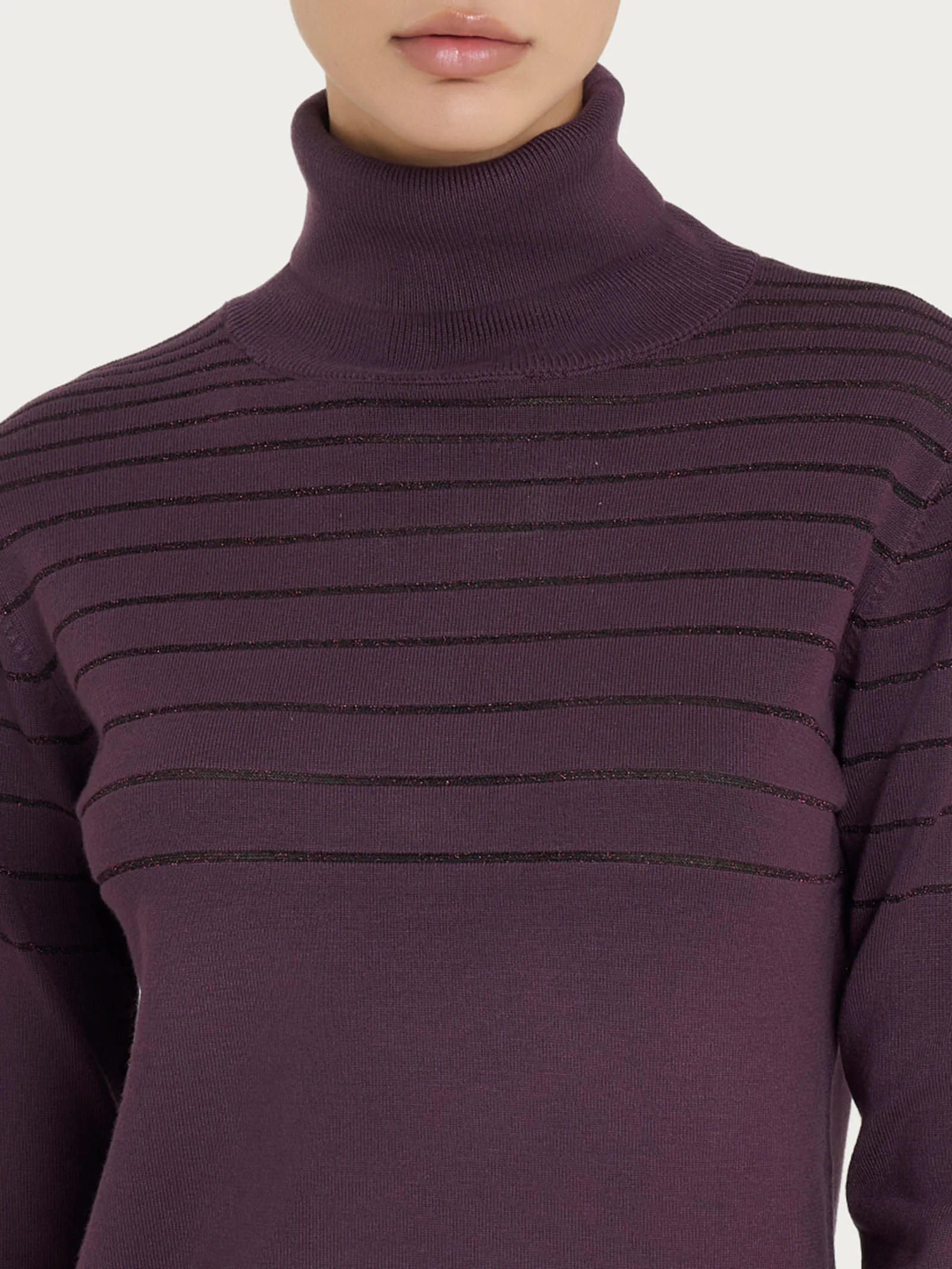 Dolcevita a righe Four Seasons con Lurex - Plum Perfect - Image 3