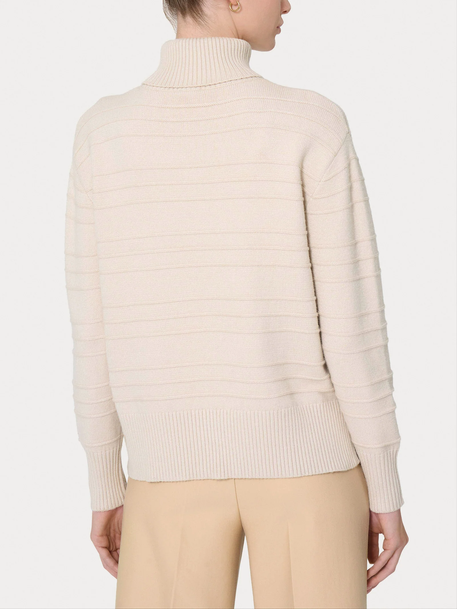 Dolcevita a righe in Super Soft - Champignon - Image 2