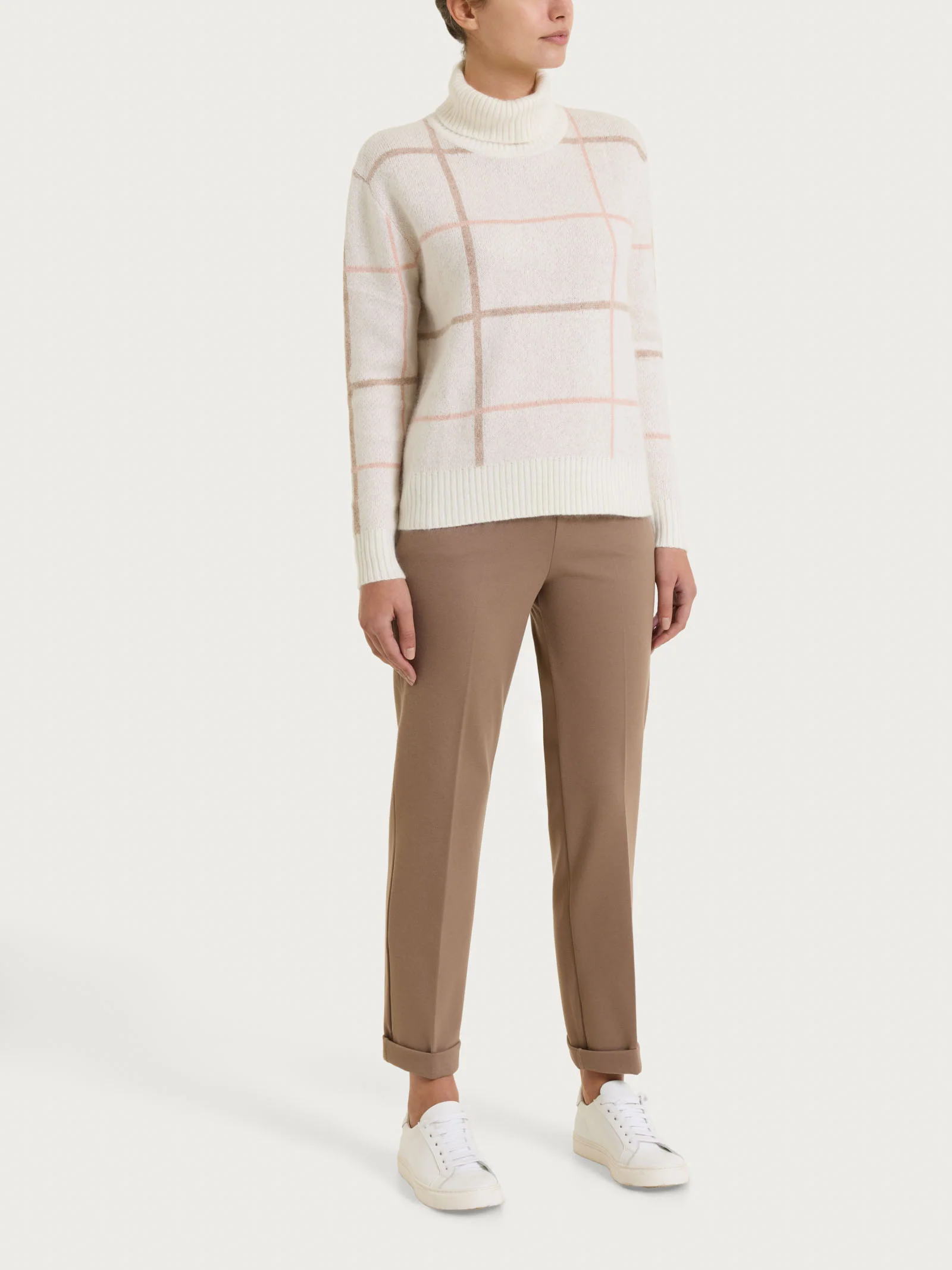 Dolcevita con check pattern in Natural Soft - Fant.Zenzero Mel. - Image 4