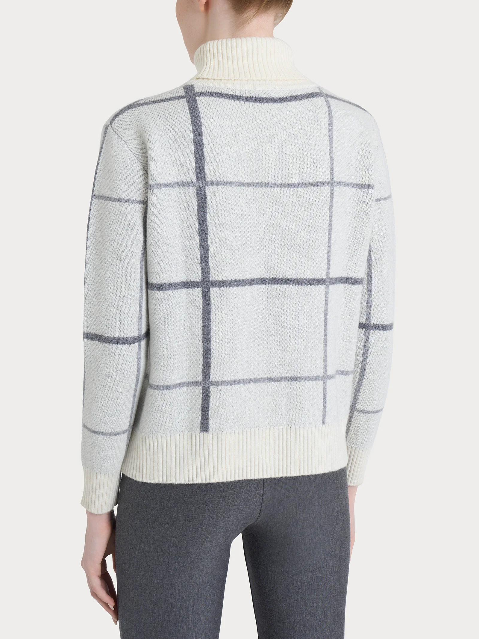 Dolcevita con check pattern in Natural Soft - Fant. Ferro Mel. - Image 2