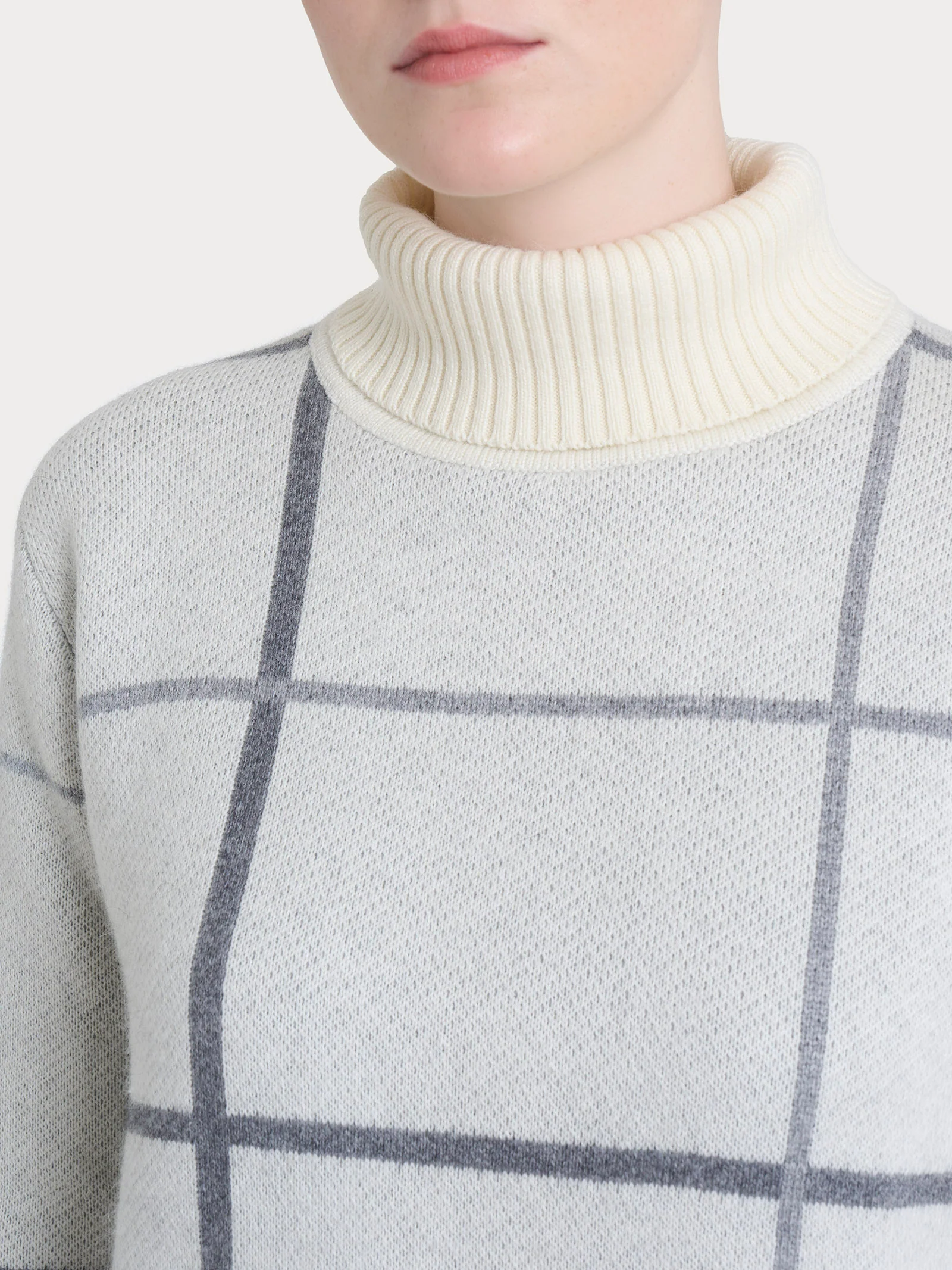 Dolcevita con check pattern in Natural Soft - Fant. Ferro Mel. - Image 3