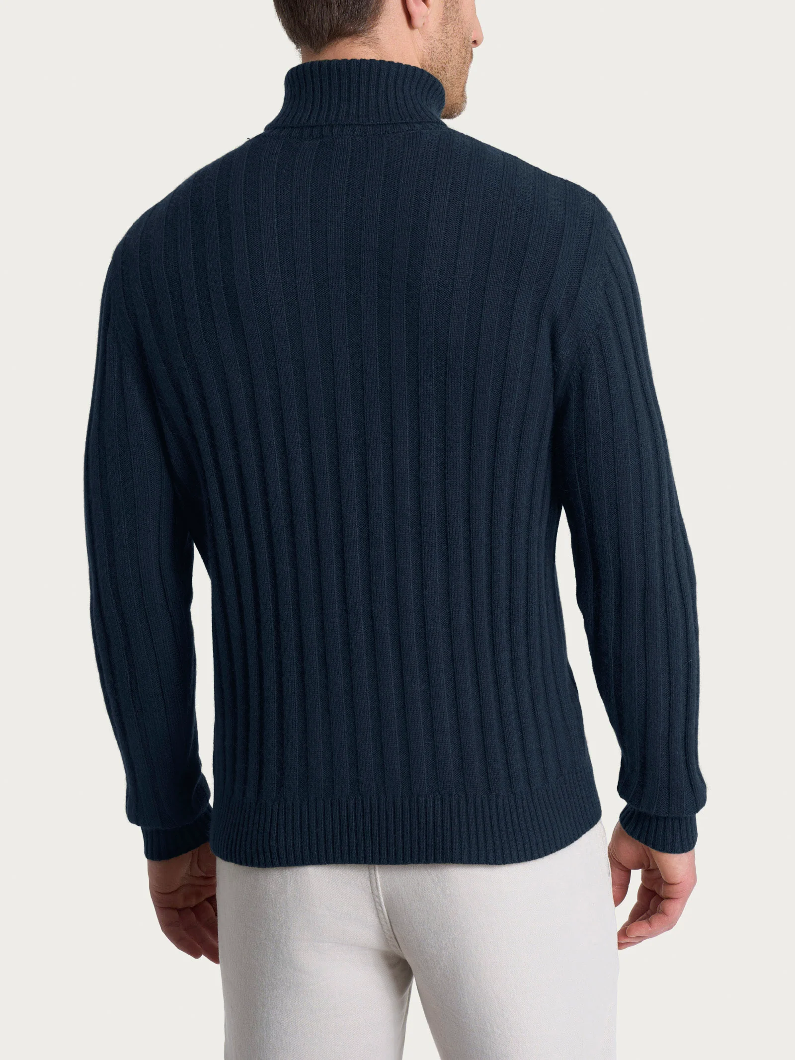 Dolcevita con costa piatta in Natural Soft - Bleu - Image 2