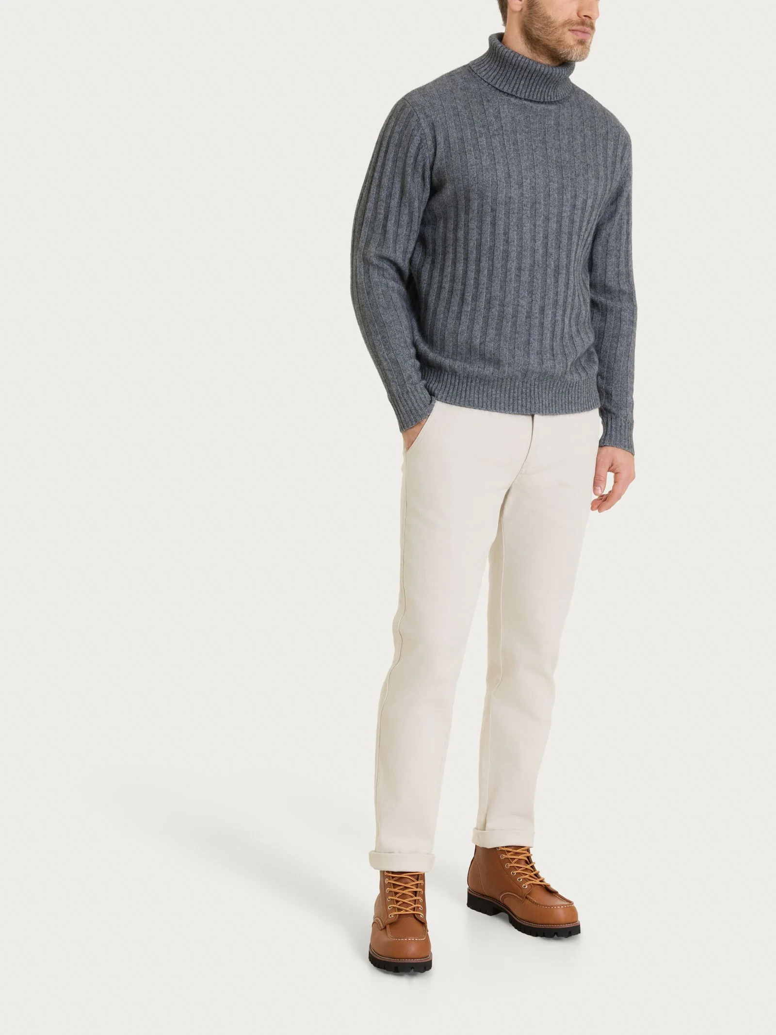 Dolcevita con costa piatta in Natural Soft  - Ferro Mel. - Image 3