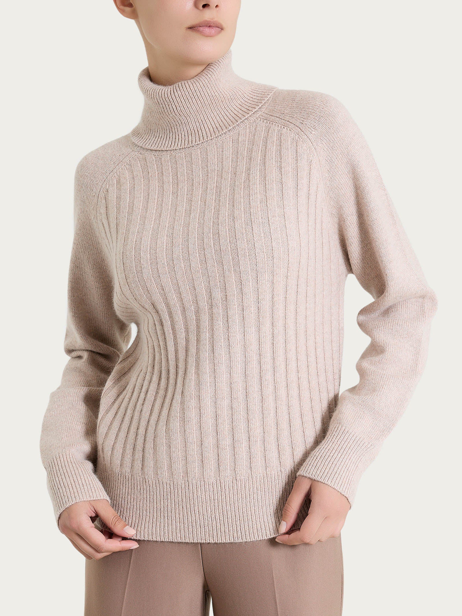 Dolcevita con coste in Natural Soft - Zenzero Mel.