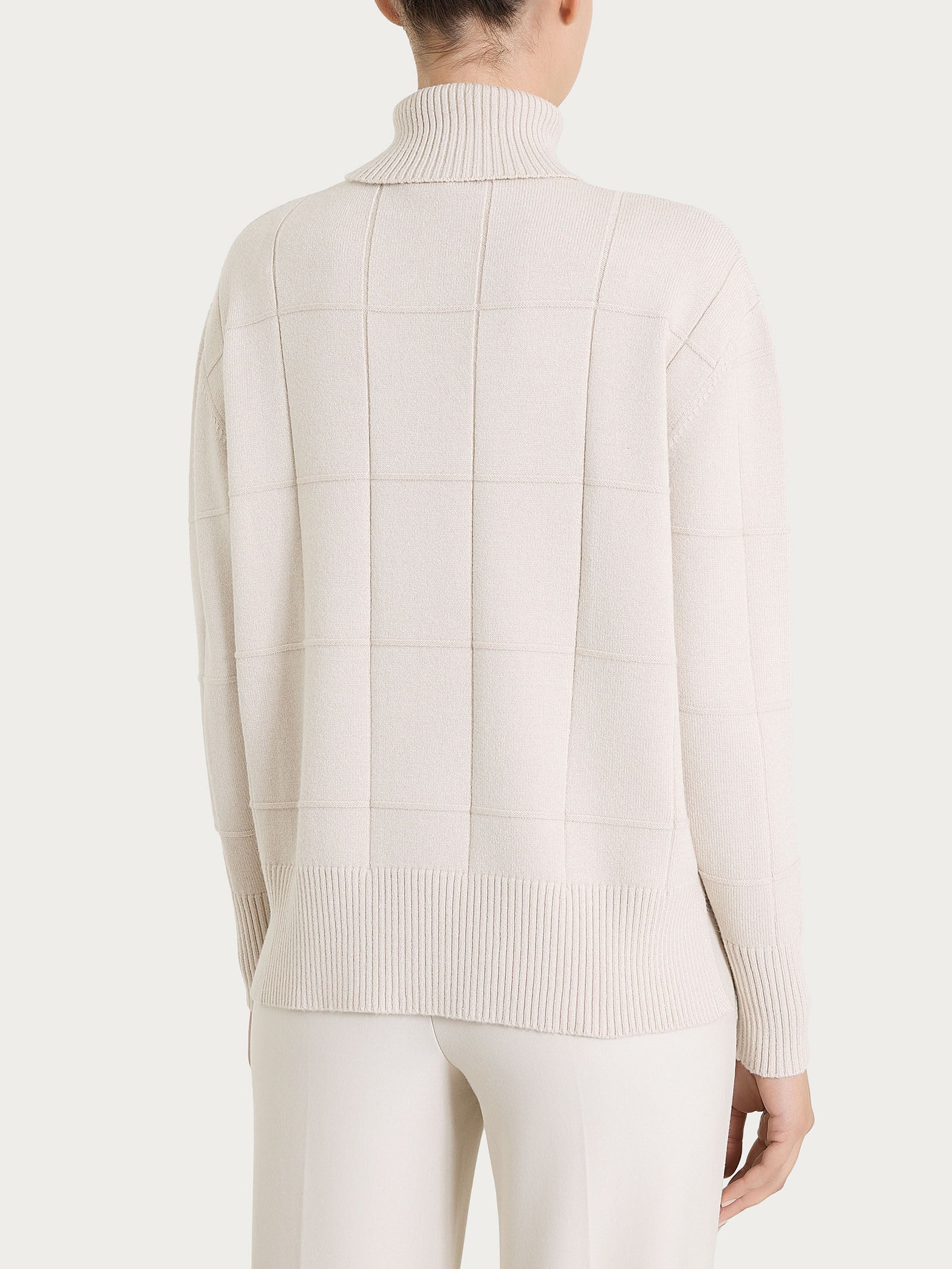 Dolcevita con fantasia check in Super Soft - Champignon - Image 2