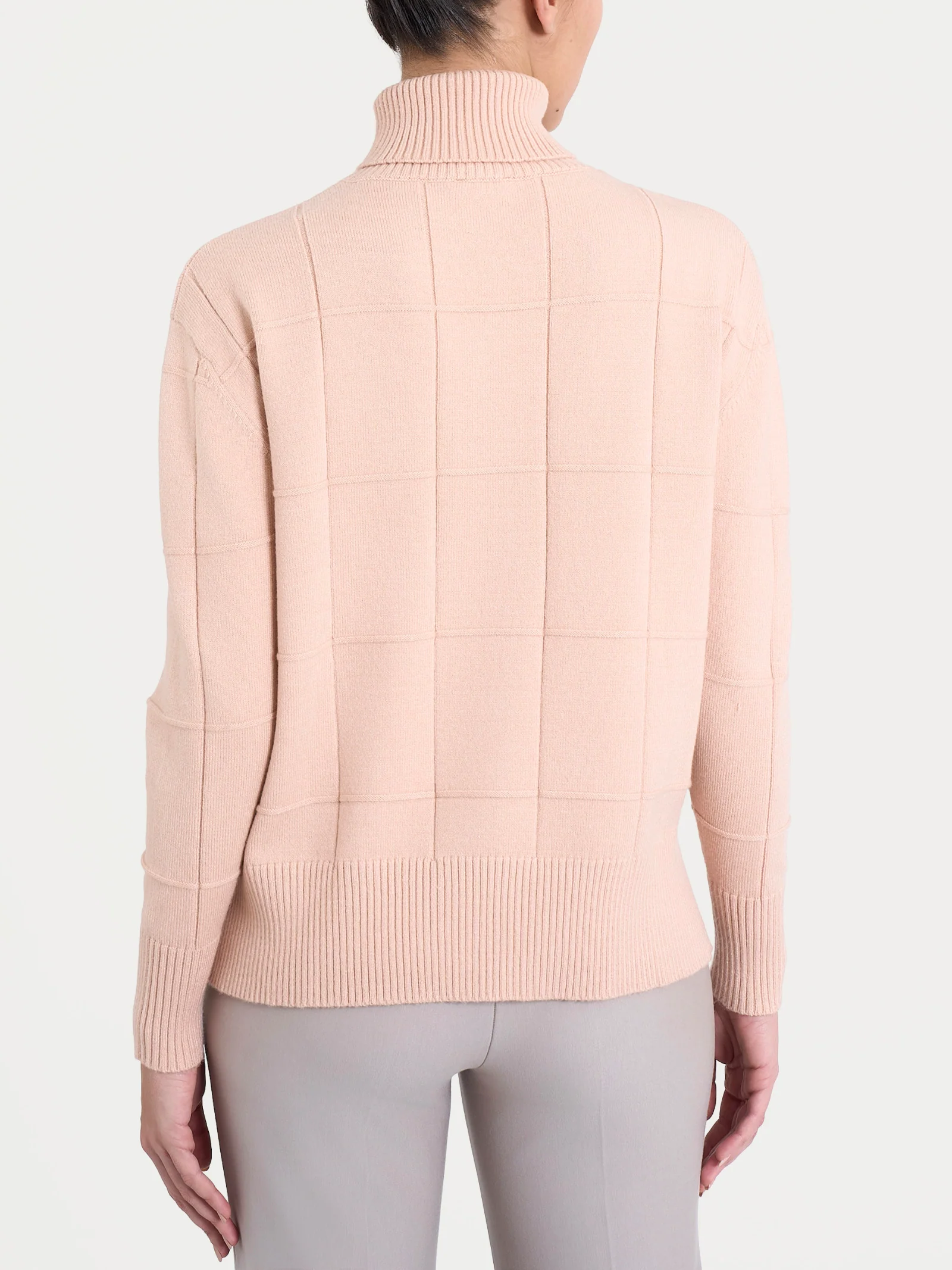 Dolcevita con fantasia check in Super Soft - Cameo Rose - Image 2