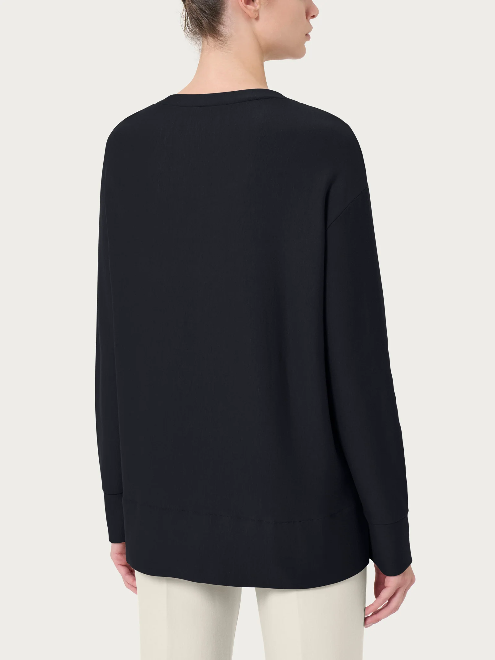 Felpa con collo a barchetta in Eco techno Fleece - Nero - Image 2