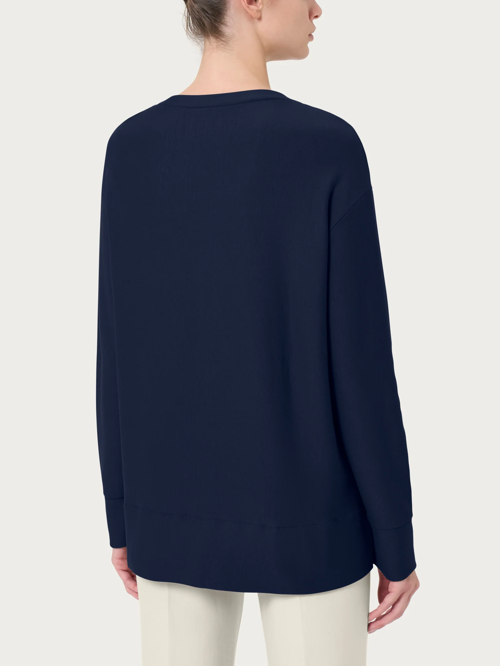 Felpa con collo a barchetta in Eco techno Fleece - Bleu - Image 2