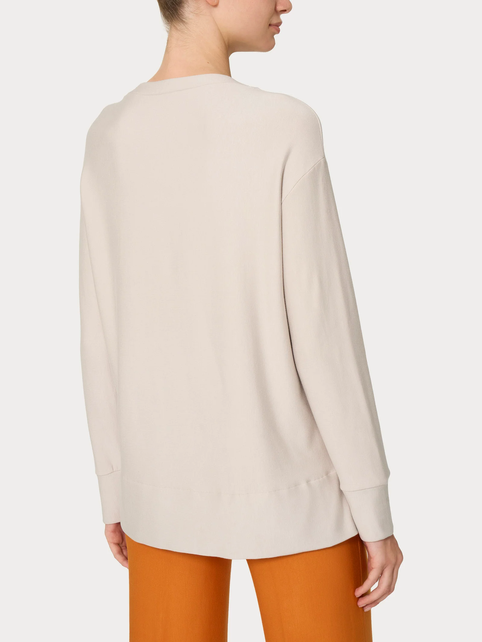 Felpa con collo a barchetta in Eco techno Fleece - Champignon - Image 2